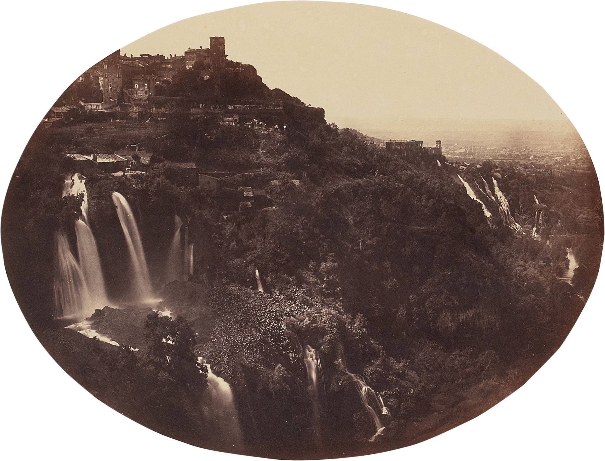 Unknown — The Valley of the Anio, with the Upper and Lower Cascatelle, Mecenas's Villa, and Distant Campagna