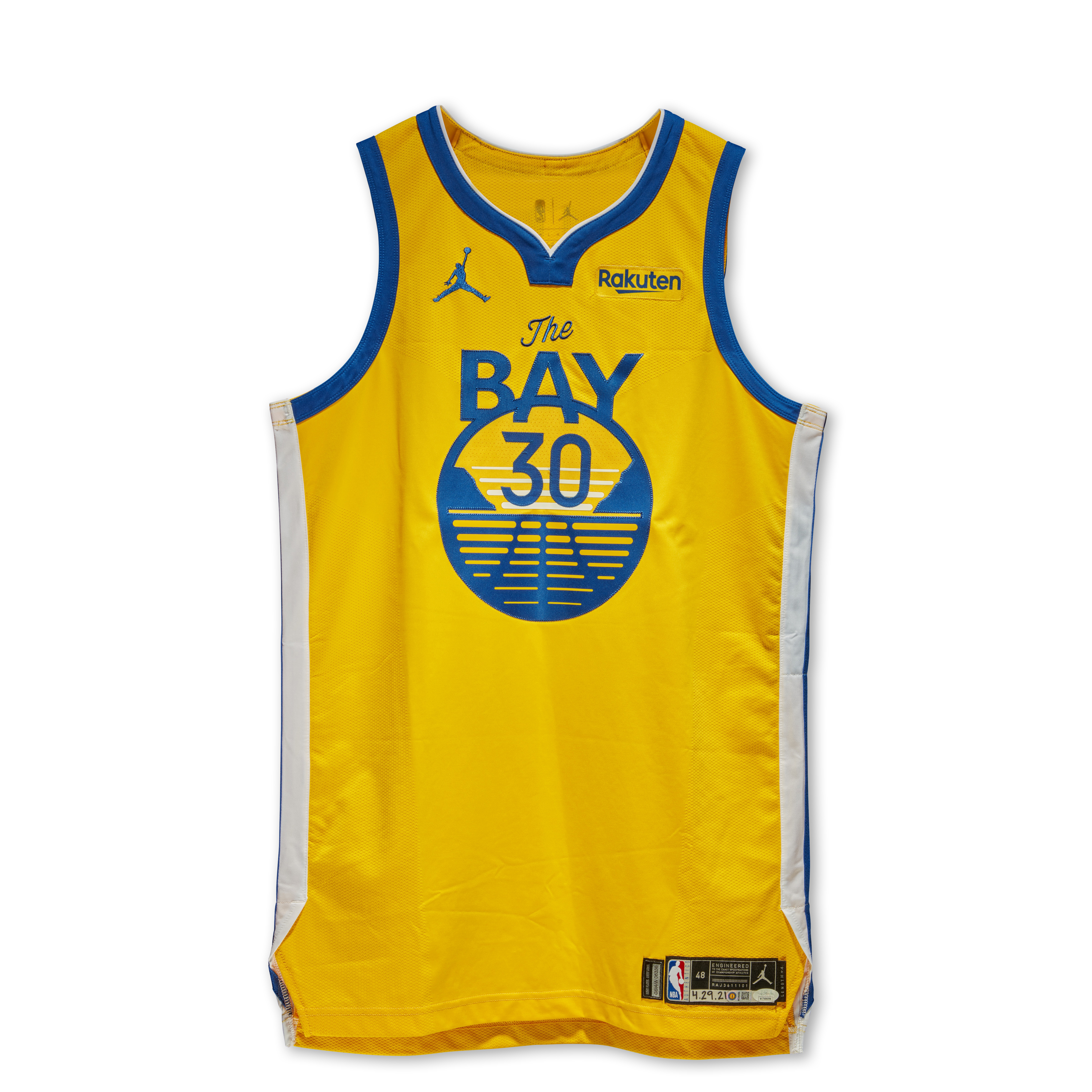 NIKE, NIKE JORDAN BRAND MESH JERSEY, SIZE 48 + 4 inches — Stephen Curry 2021 Golden State Warriors Game Worn & Signed Jersey