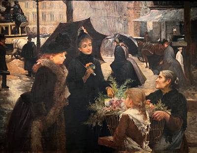 A Flower Seller on a Rainy Day
