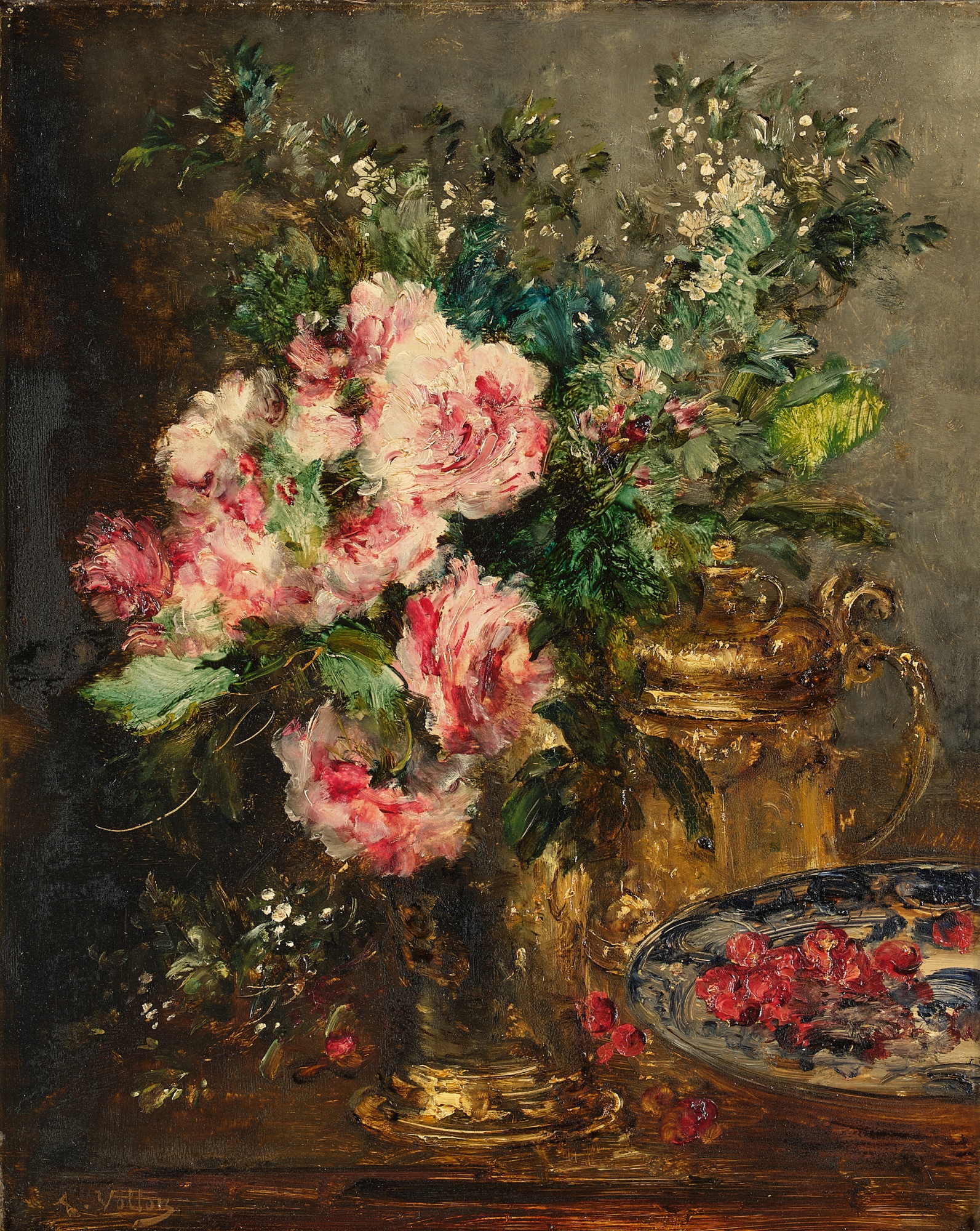 Antoine Vollon — Still Life with Roses and Berries