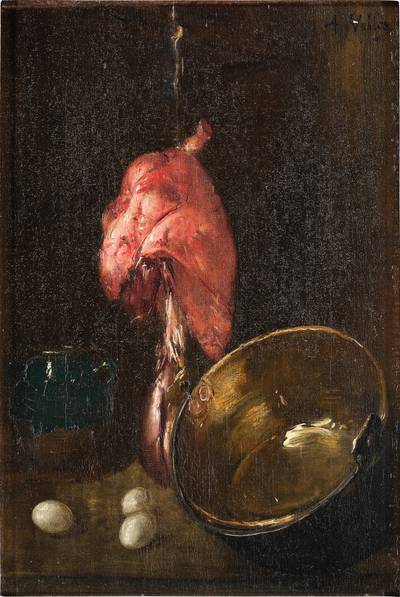 Still Life with Meat, Eggs, and Copper Pot