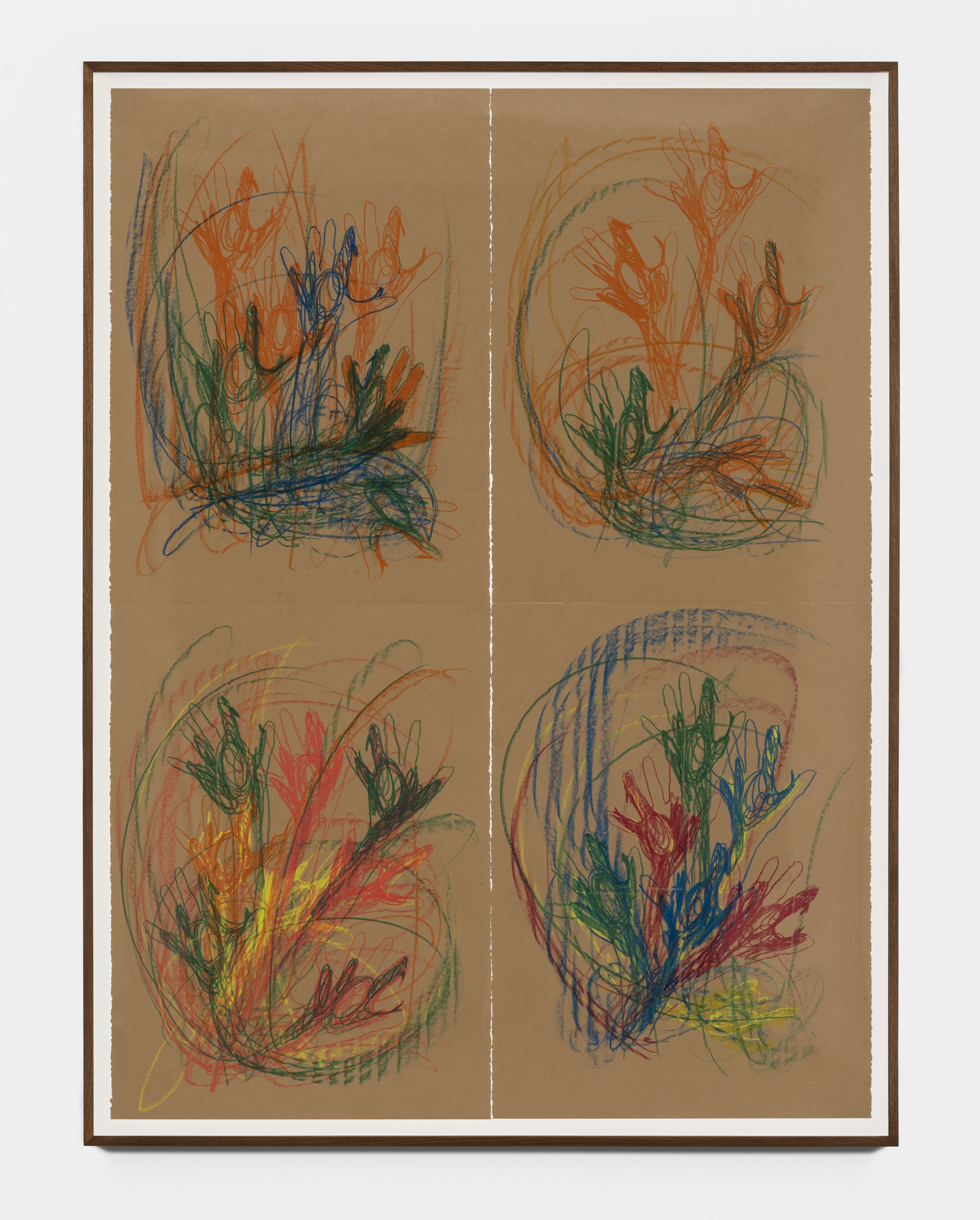 Carmen Argote — Dog floral on grid-multicolor on brown