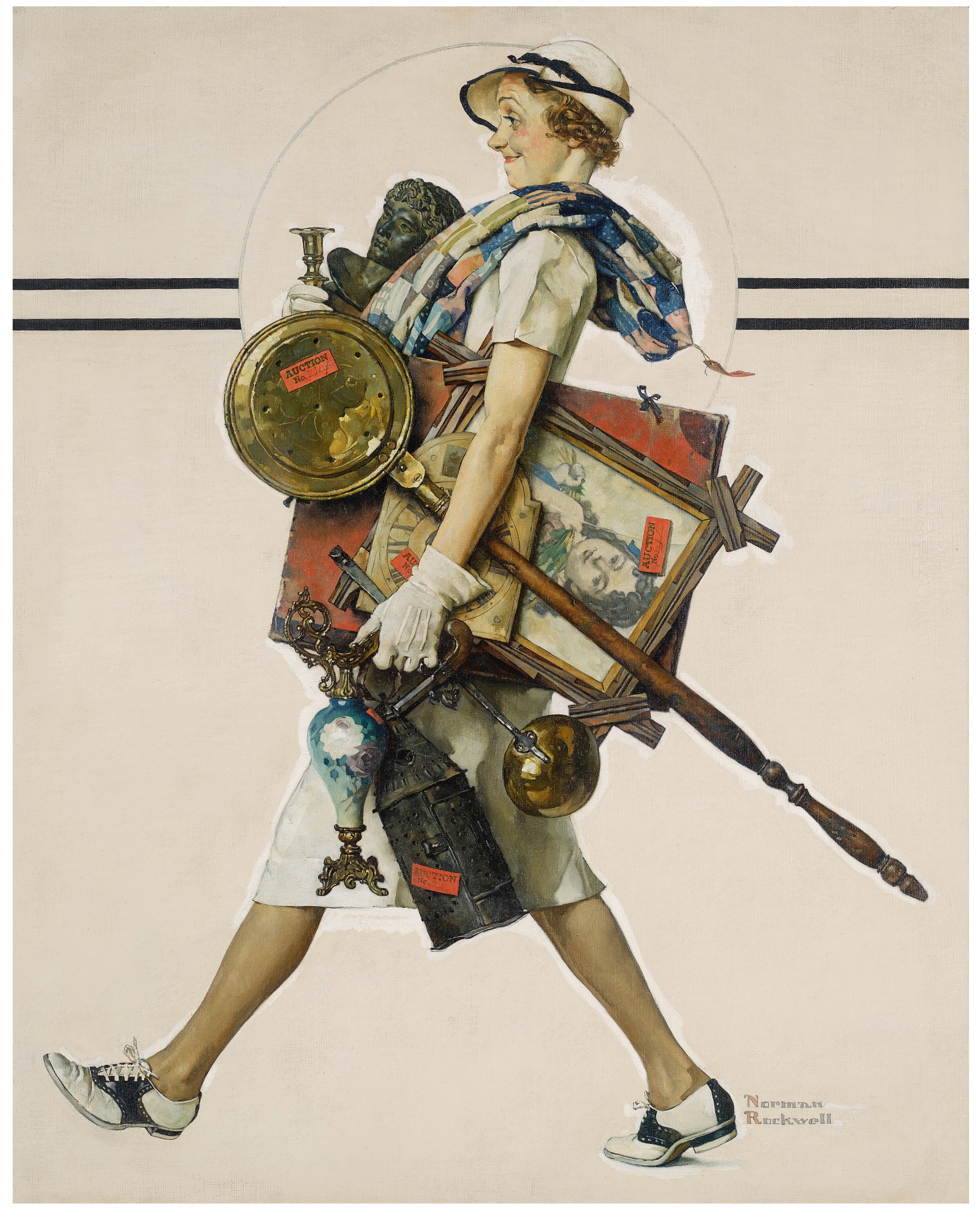 Norman Rockwell — Woman Laden with Antiques