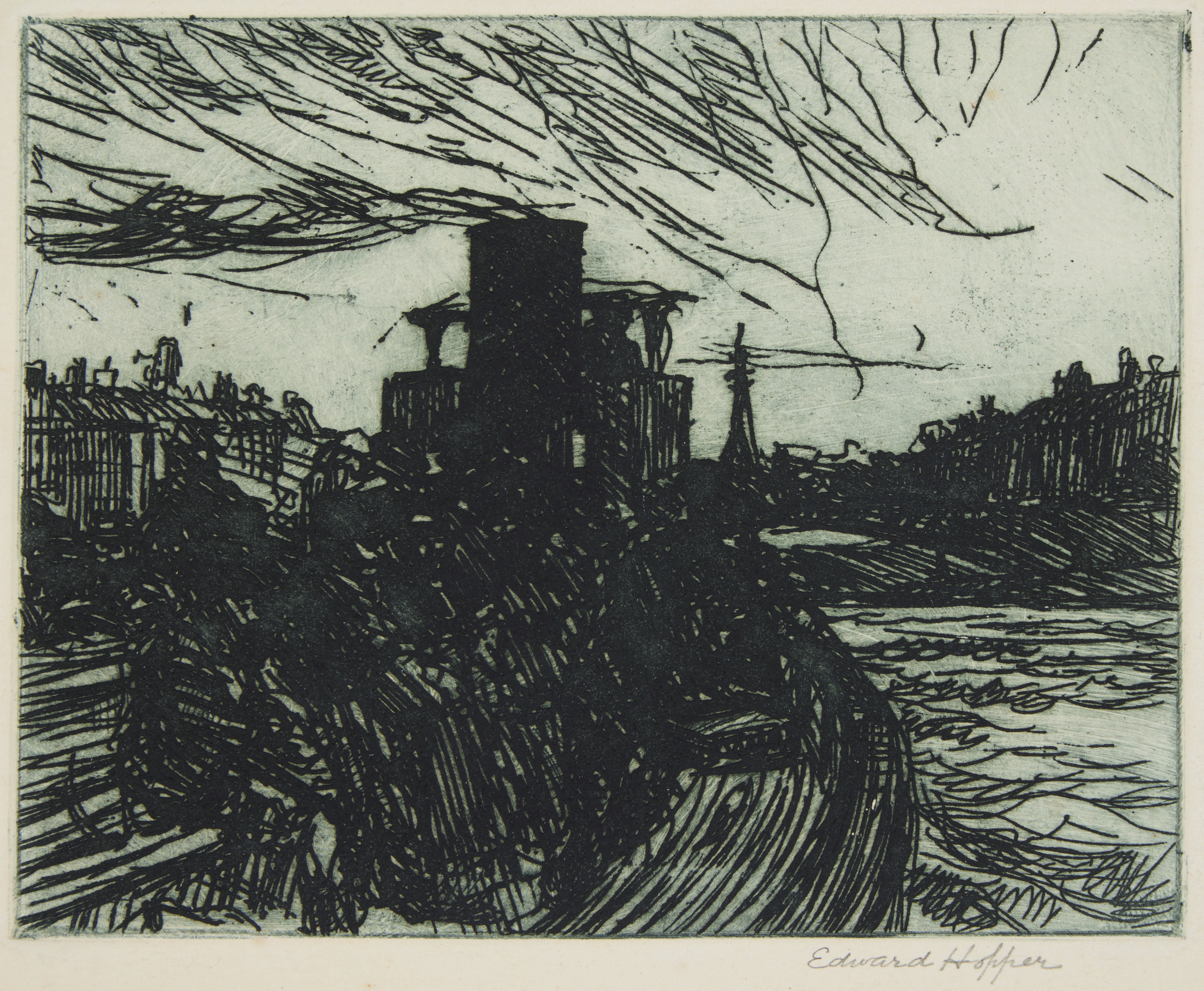 Edward Hopper — Evening, The Seine (Zigrosser 37; Hopper 13)