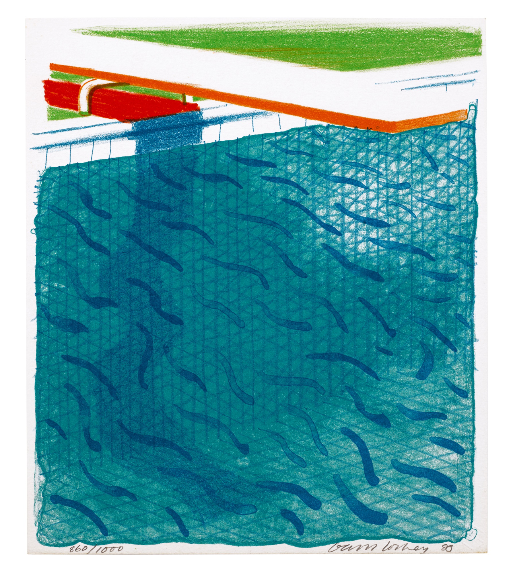 David Hockney — Pool Made with Paper and Blue Ink for Book (M.C.A.T 234)