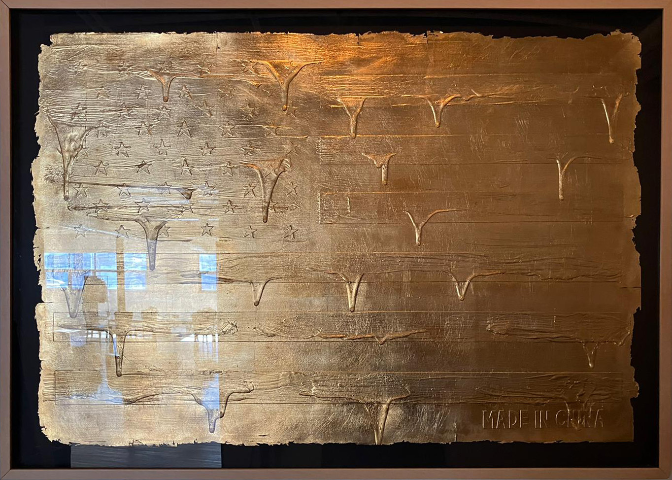 Andrew Schoultz — Gold Dripping Flag (made in China)