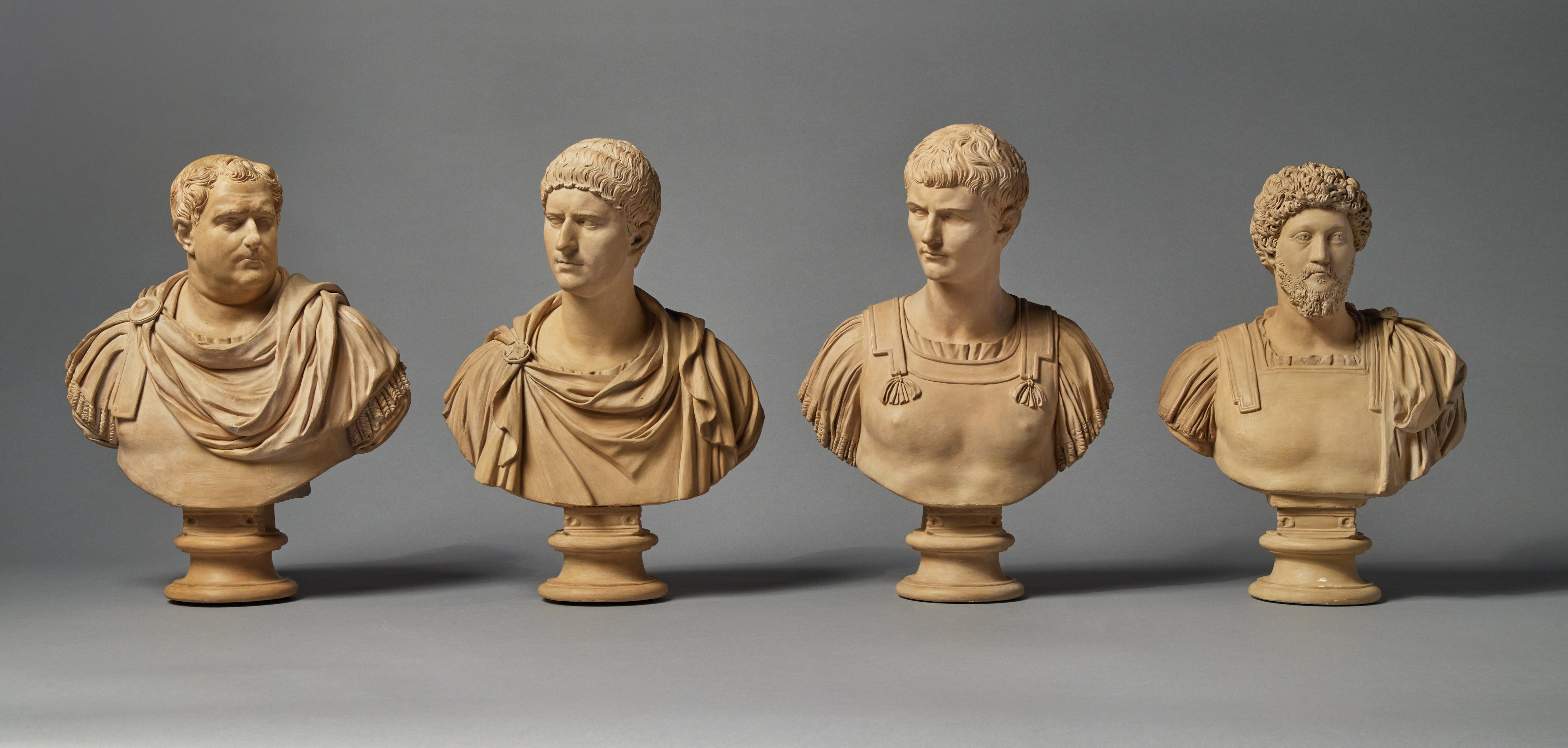 Bartolomeo Cavaceppi — Set of Eight Busts of Roman Emperors: Caligula, Otho, Vitellius, Antoninus Pius, Marcus Aurelius, Caracalla, Trebonianus Gallus, Valerian 