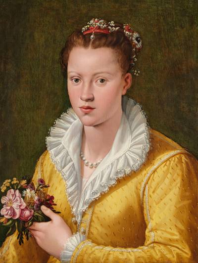 Portrait of a Woman Holding a Nosegay