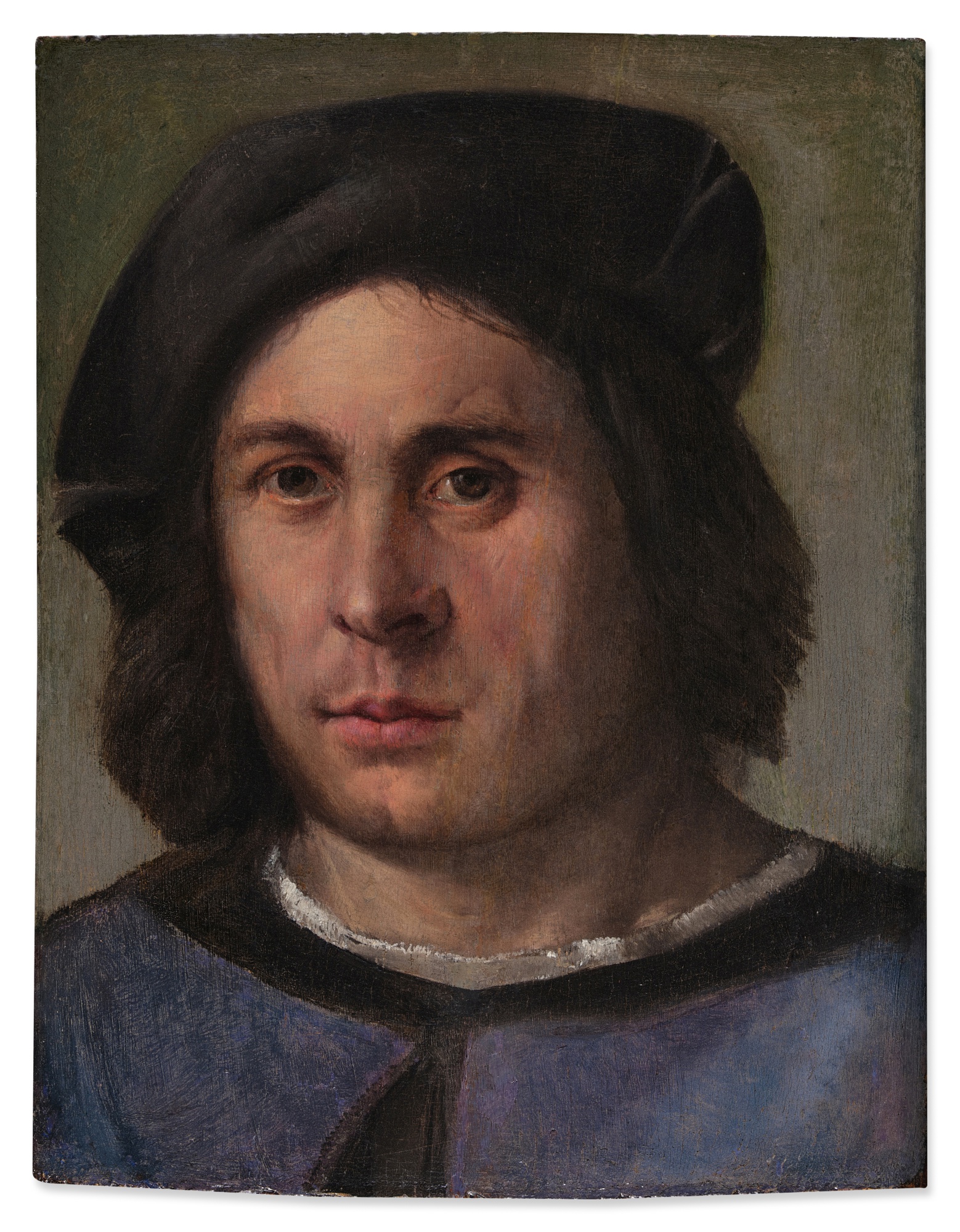 Attributed to Giovanni di Niccolò de Lutero, called Dosso Dossi — Portrait of a Man in a Black Beretta