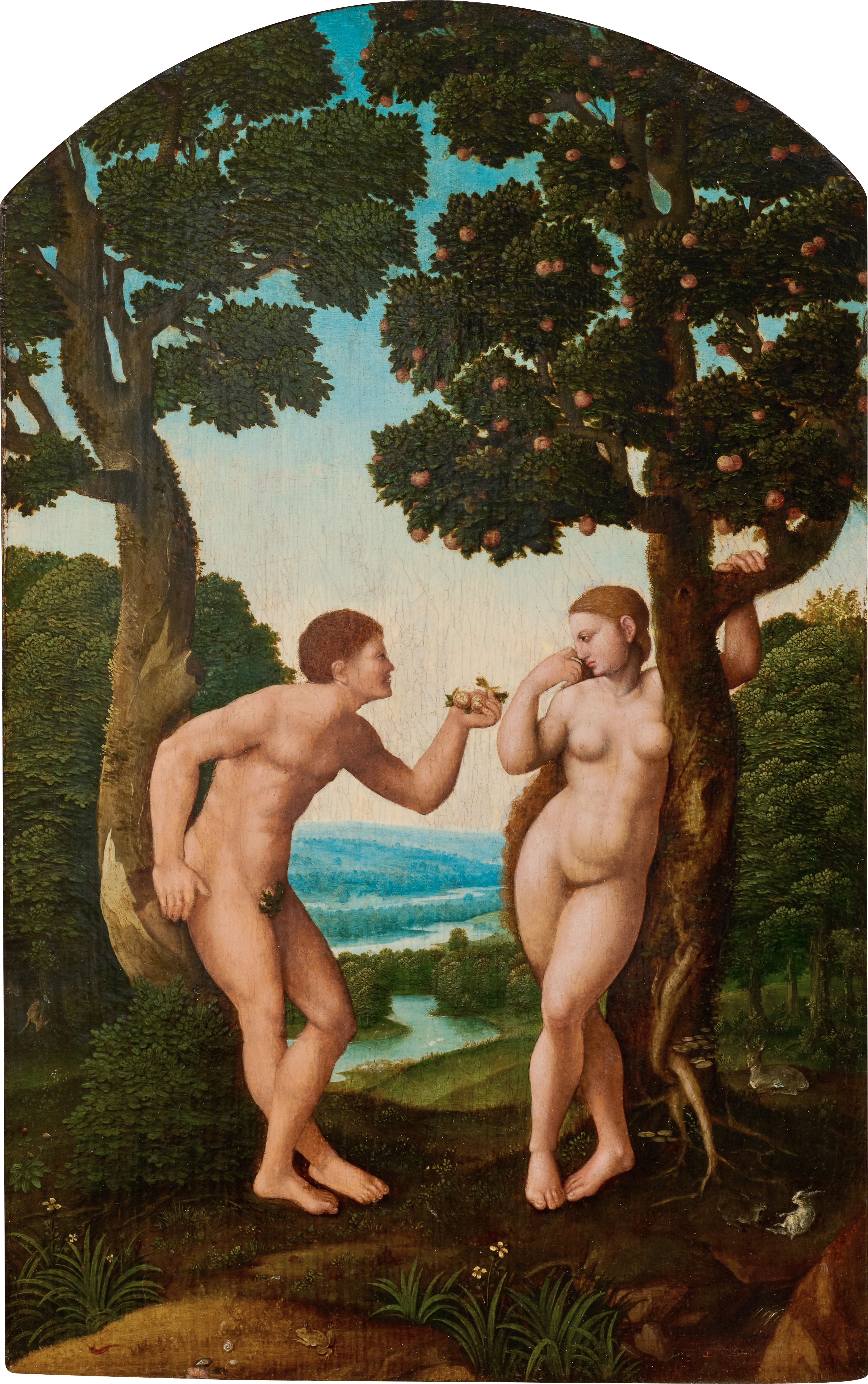 Circle of Jan van Scorel — Adam and Eve in Paradise