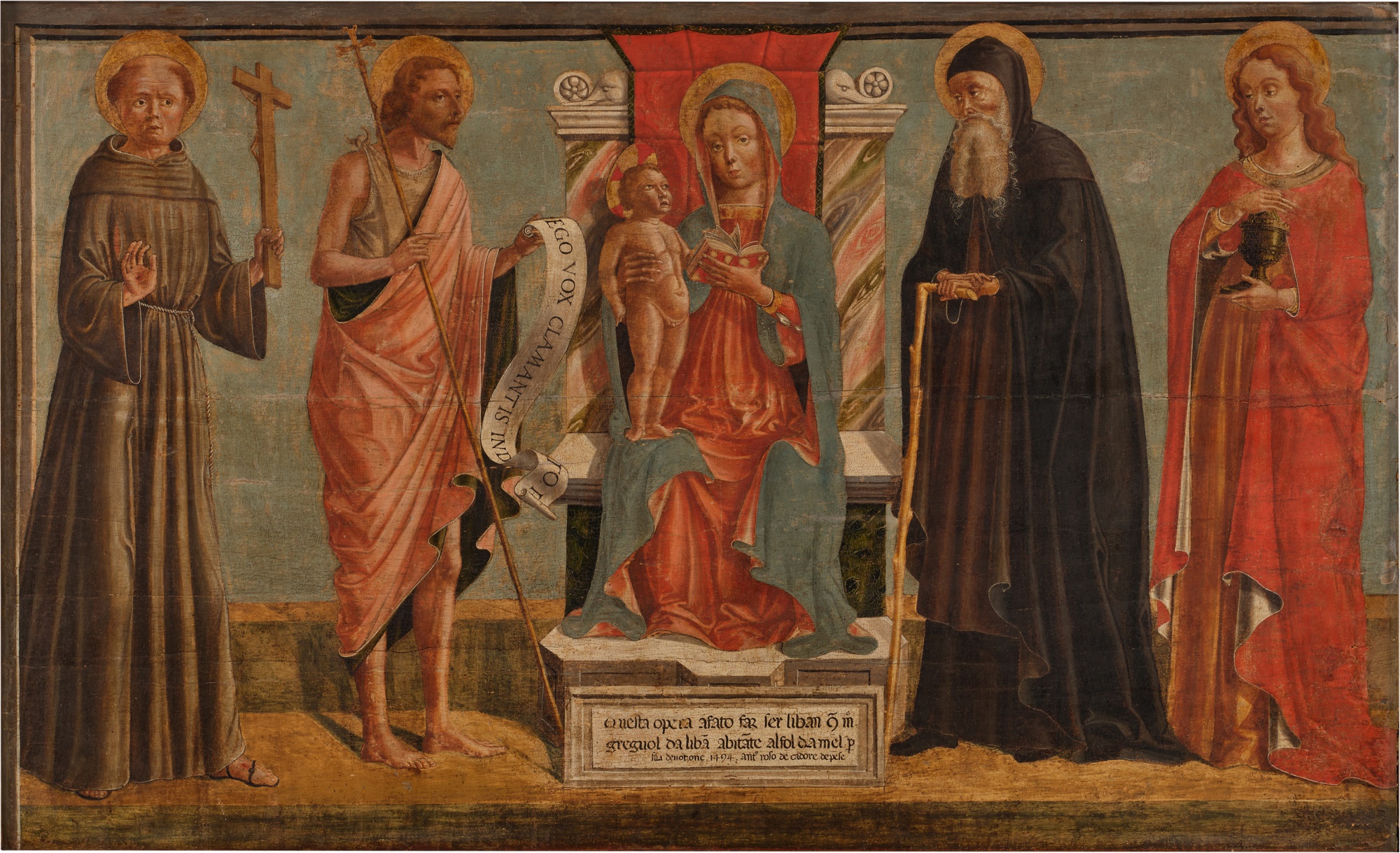 Antonio Rosso da Cadore — Madonna and Child with Saints Francis of Assisi, John the Baptist, Anthony Abbot, and Mary Magdalene