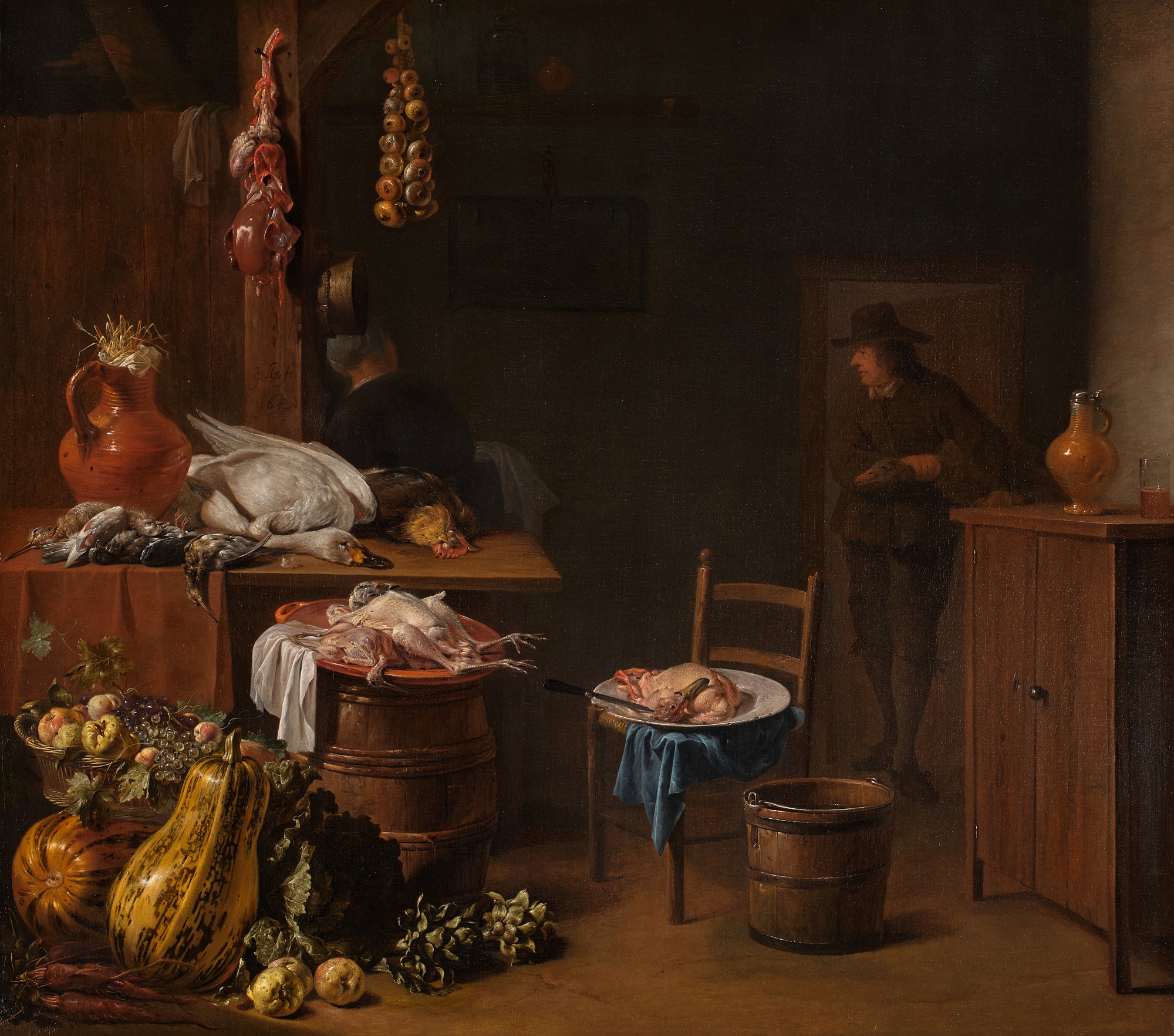 Unknown — Kitchen Interior with a Maid Preparing Fruits, Vegetables, and Poultry