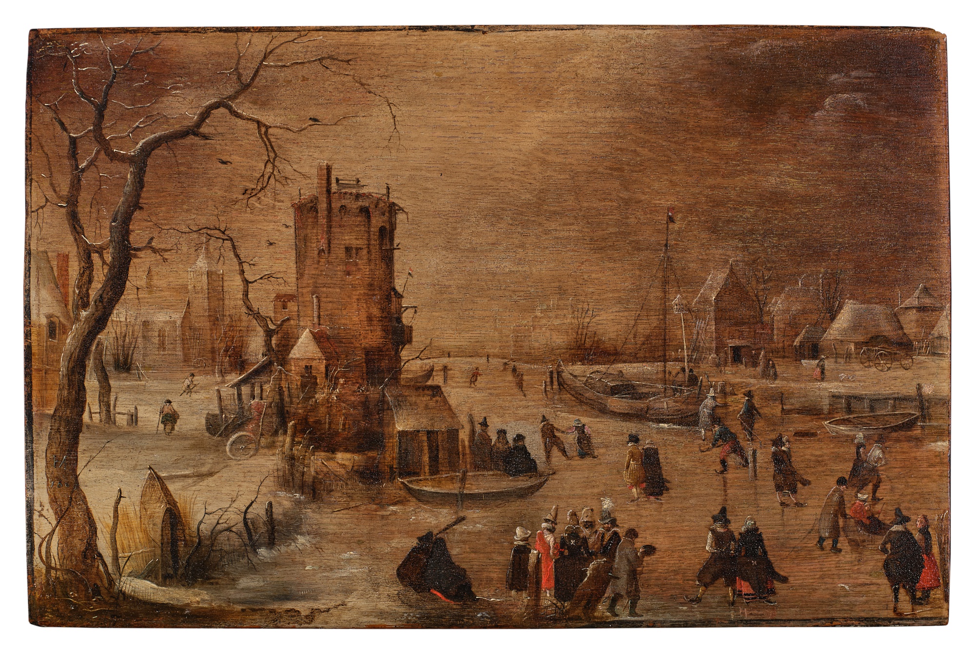 Winter Scene with Skaters on a Frozen River