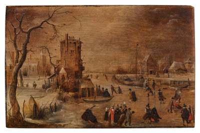 Winter Scene with Skaters on a Frozen River