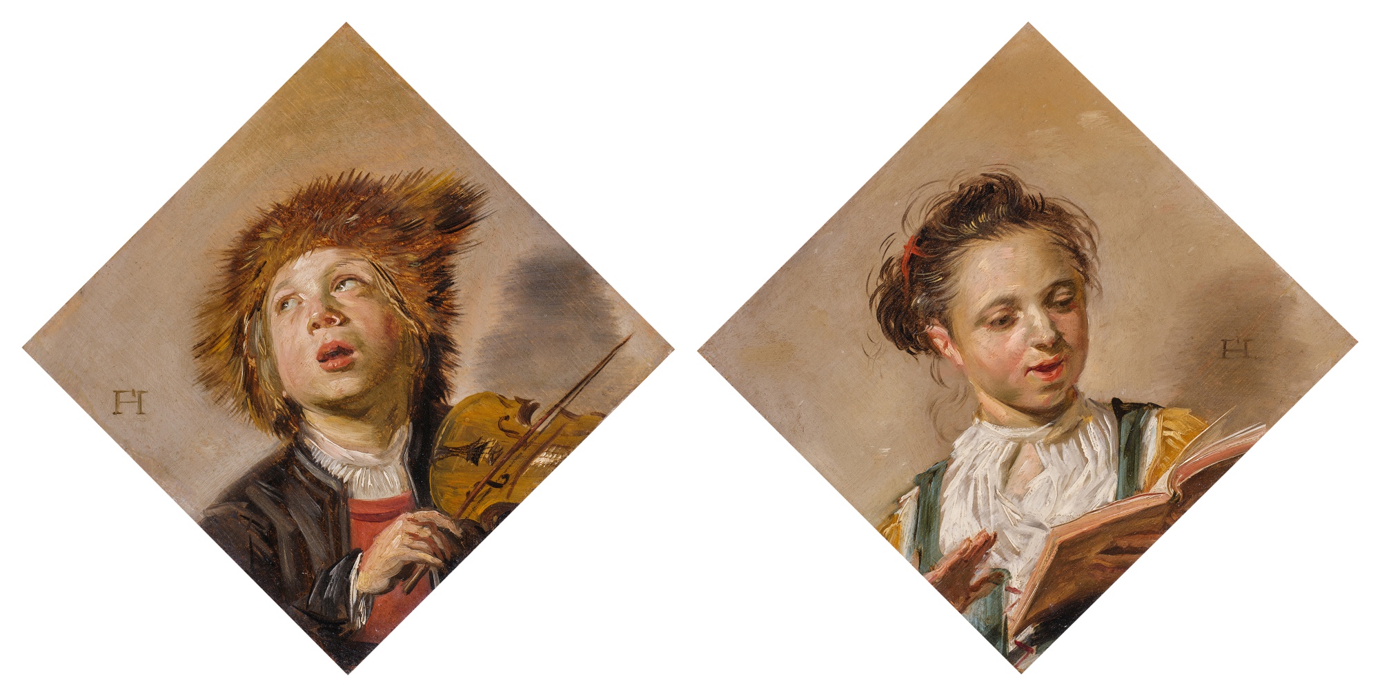 Frans Hals — Boy, Possibly Frans Hals (II), Playing the Violin; Girl, Possibly Sara Hals, Singing