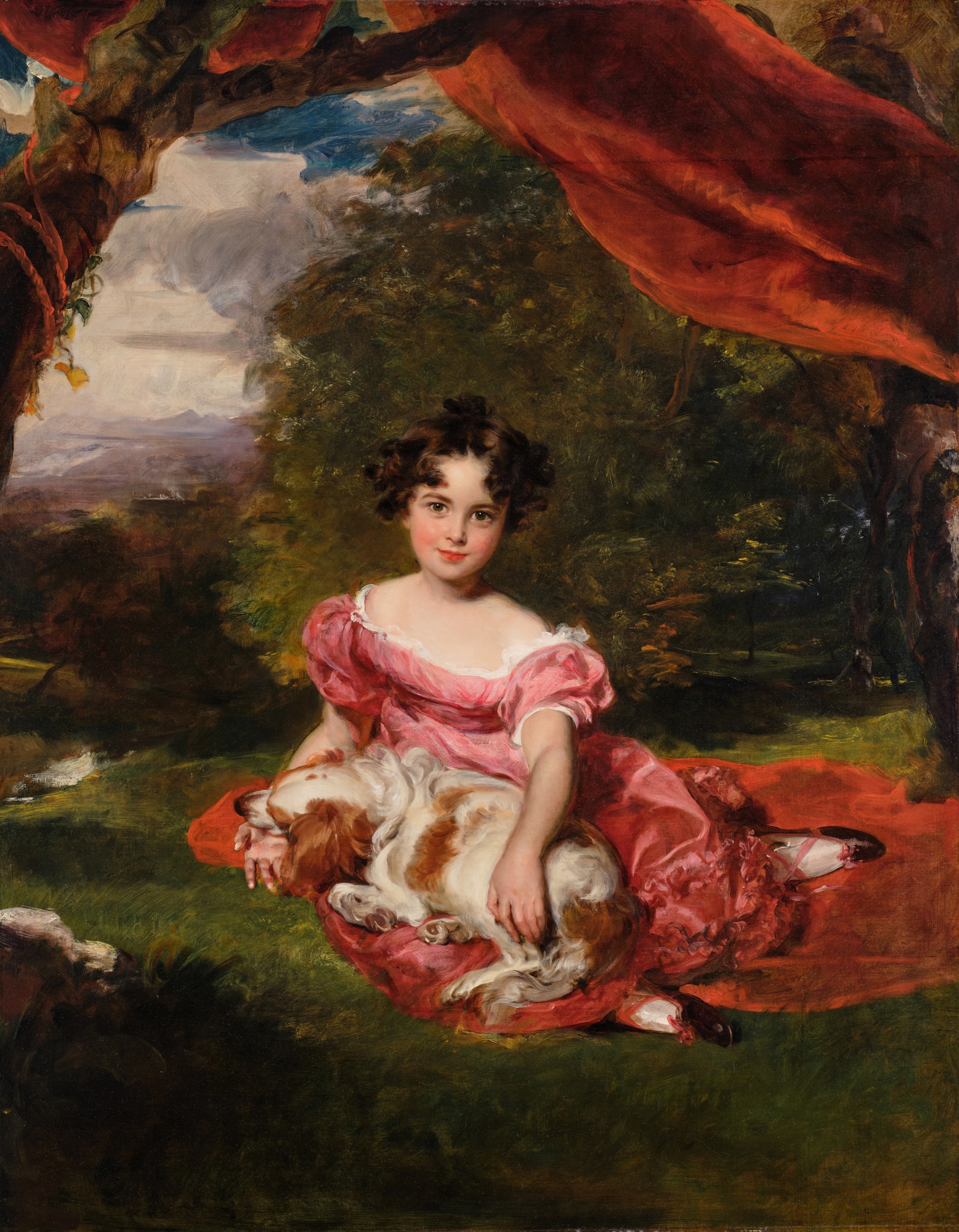 Thomas Lawrence — Portrait of Miss Julia Beatrice Peel (1821-1893), Daughter of Prime Minister Sir Robert Peel, with a Spaniel