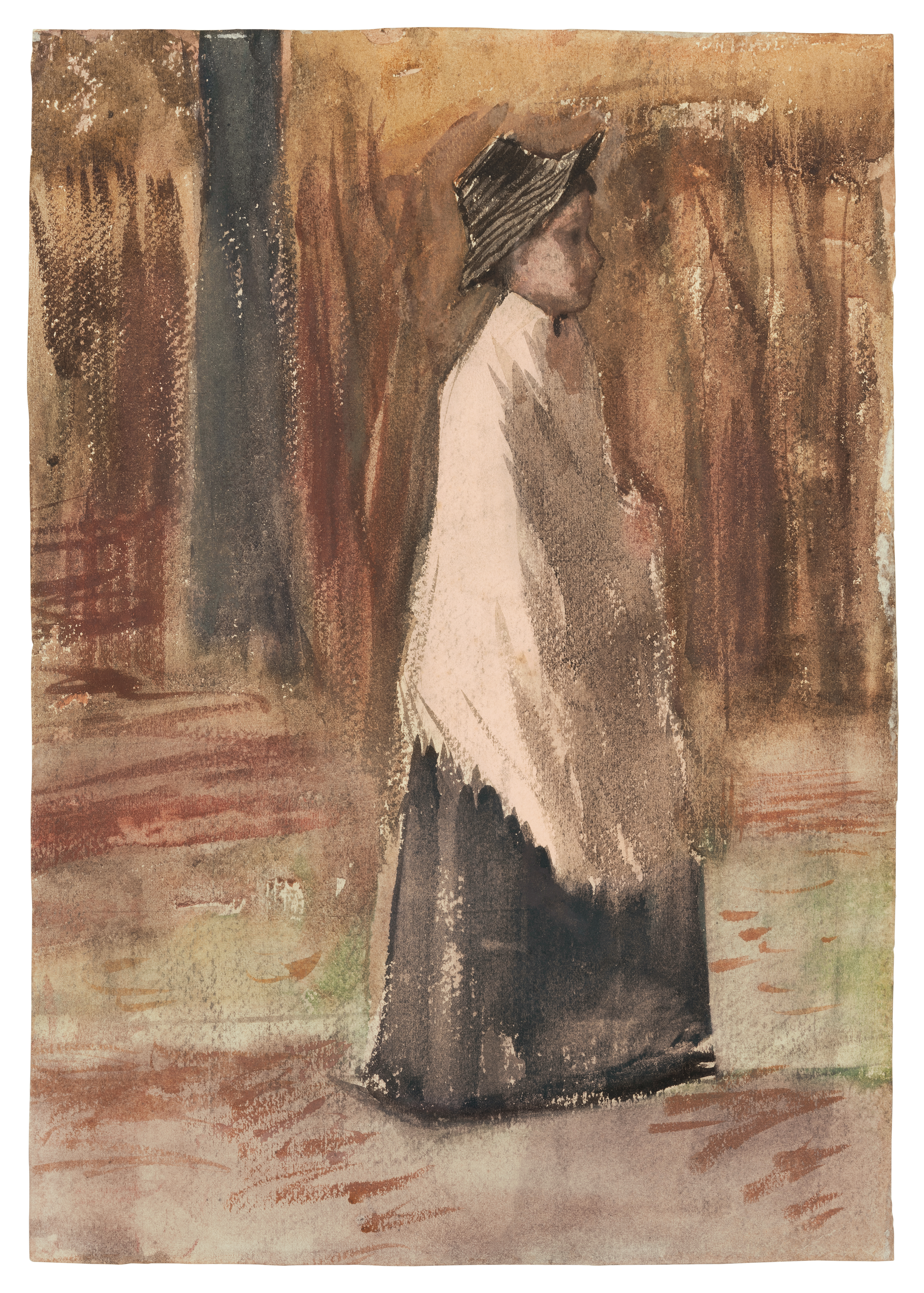 Woman in a Wood (recto); Boat on the Beach with Figures (verso)