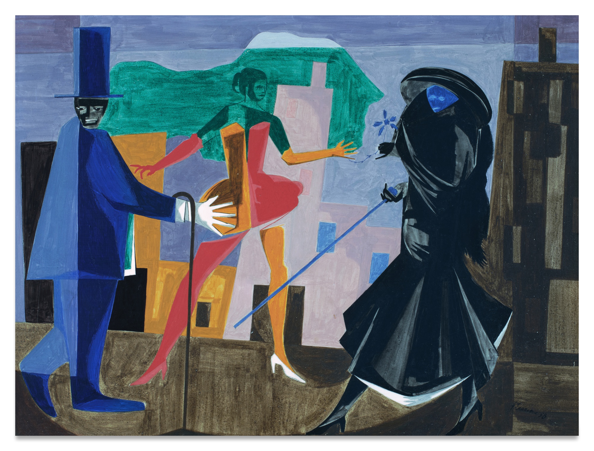 Jacob Lawrence — Two Comedians and a Dancer
