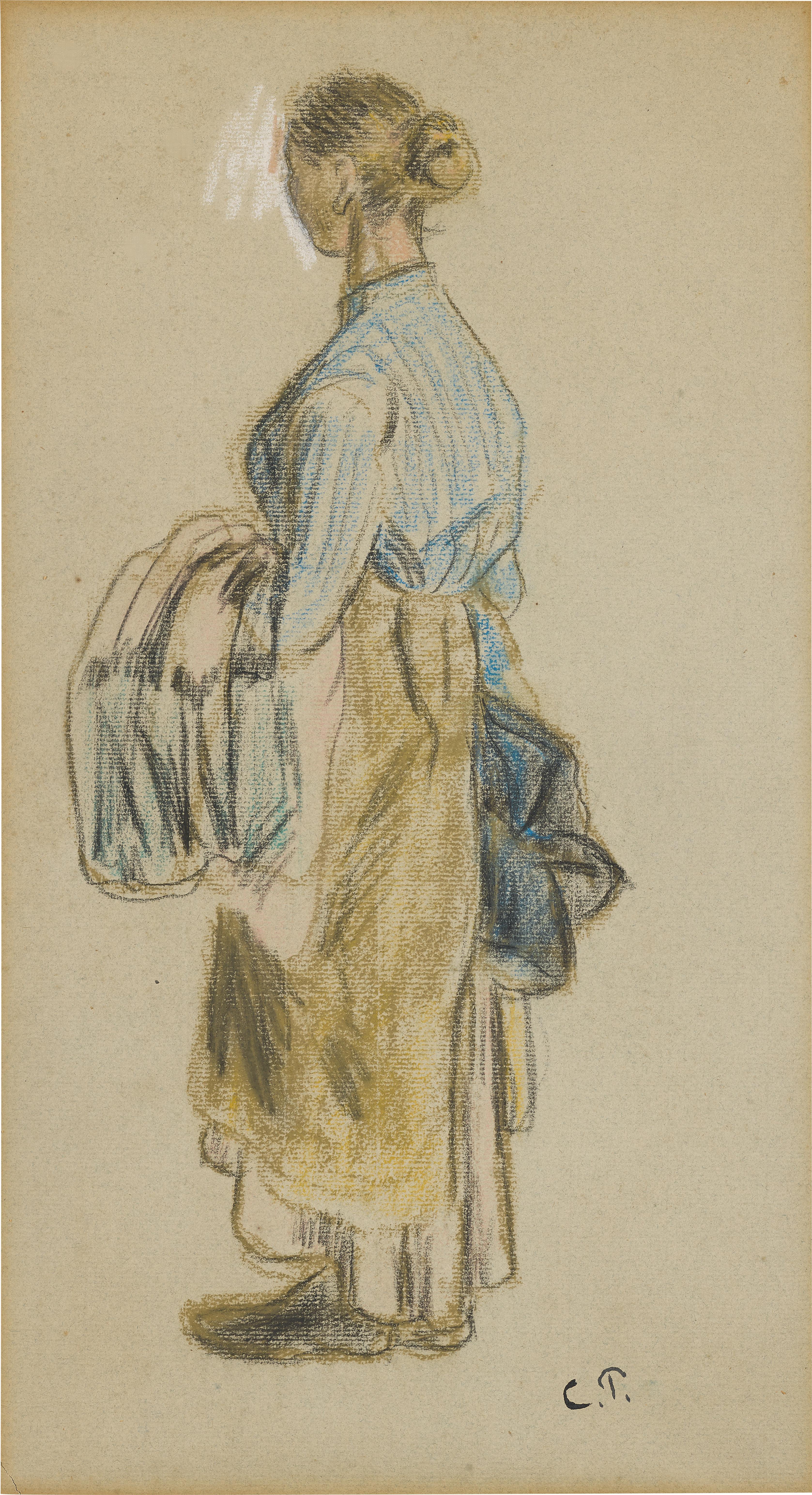 Camille Pissarro —  Laveuse, étude