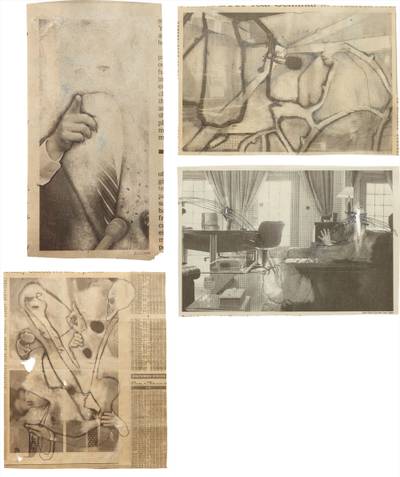 Four works: (i) Evils, 2004; (ii) One Very Long Tone, 2004; (iii) Oracle Leaper, 2005; (iv) Poof, 2004