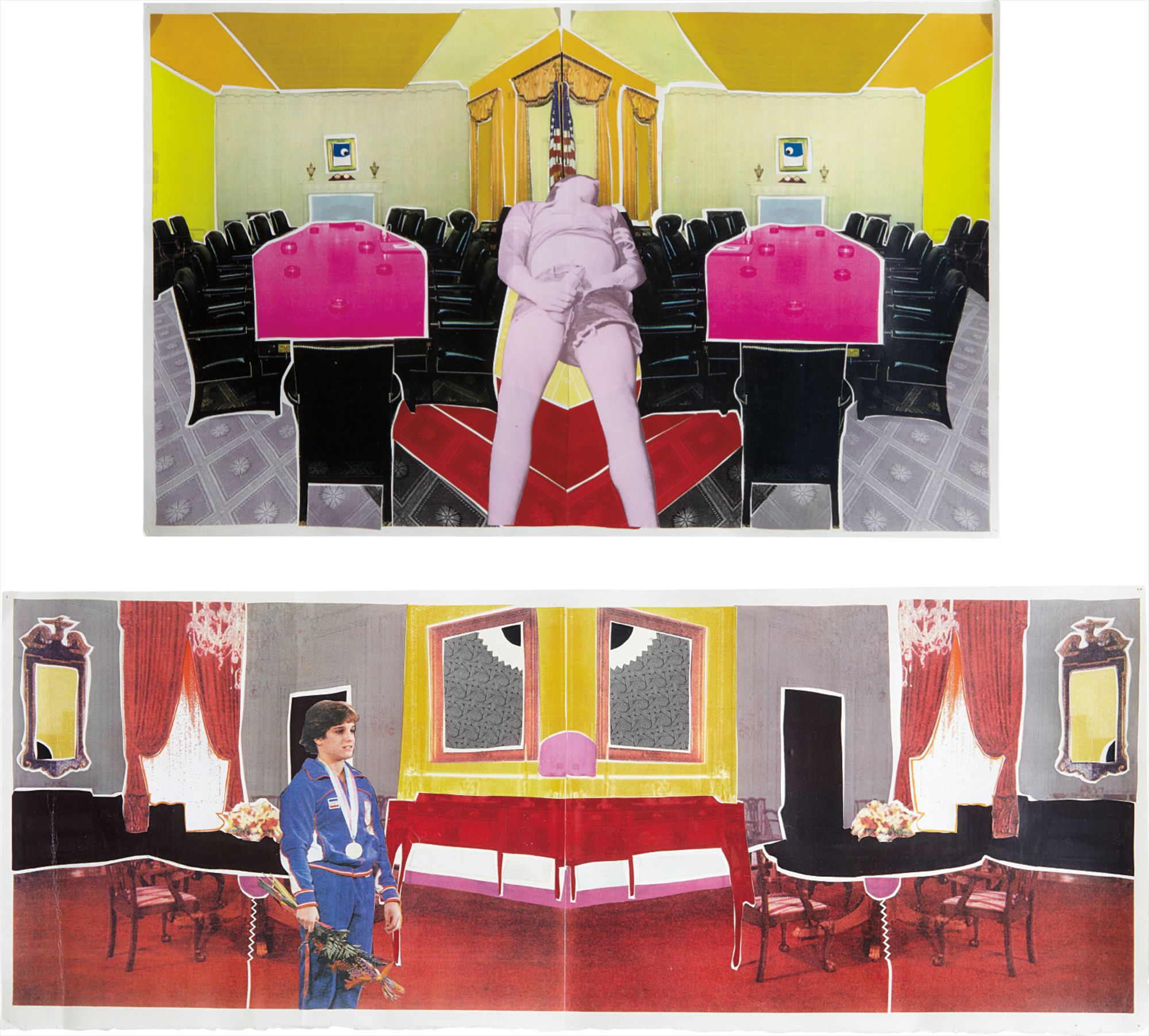 Two works: (i) genius loci reaching gentle heights (a new dawning at the office); (ii) genius loci reaching gentle heights (sparkplug viewing improvements in awe)