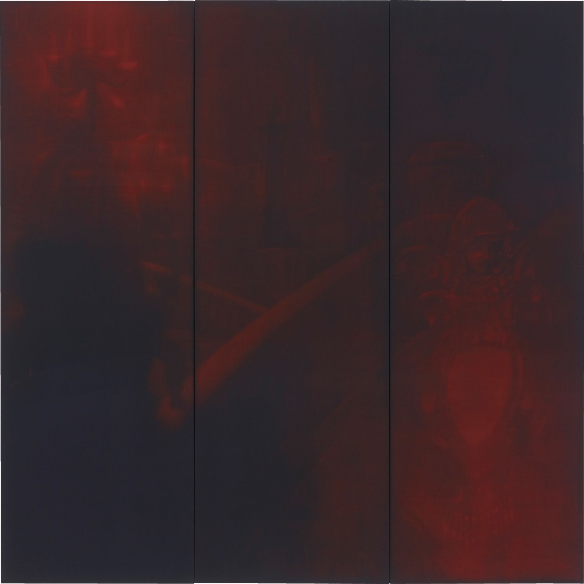 Conté crayon on cotton over linen, triptych