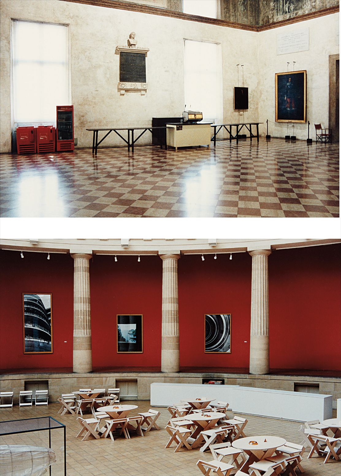 Candida Höfer — Two works: (i) Teatro Olimpico Vicenzo, 1988; (ii) Museum van Hedendaagse Kunst Gent III