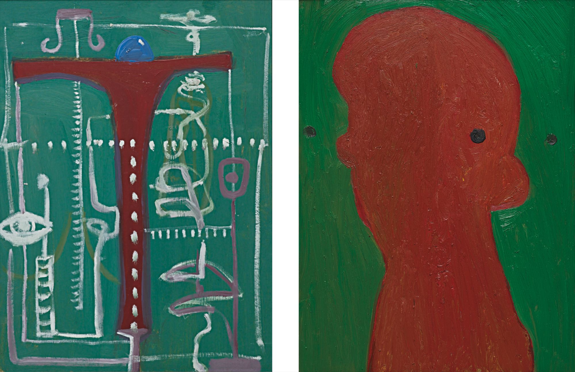 George Condo — Two works: (i) Abstraction (ii) Red Face
