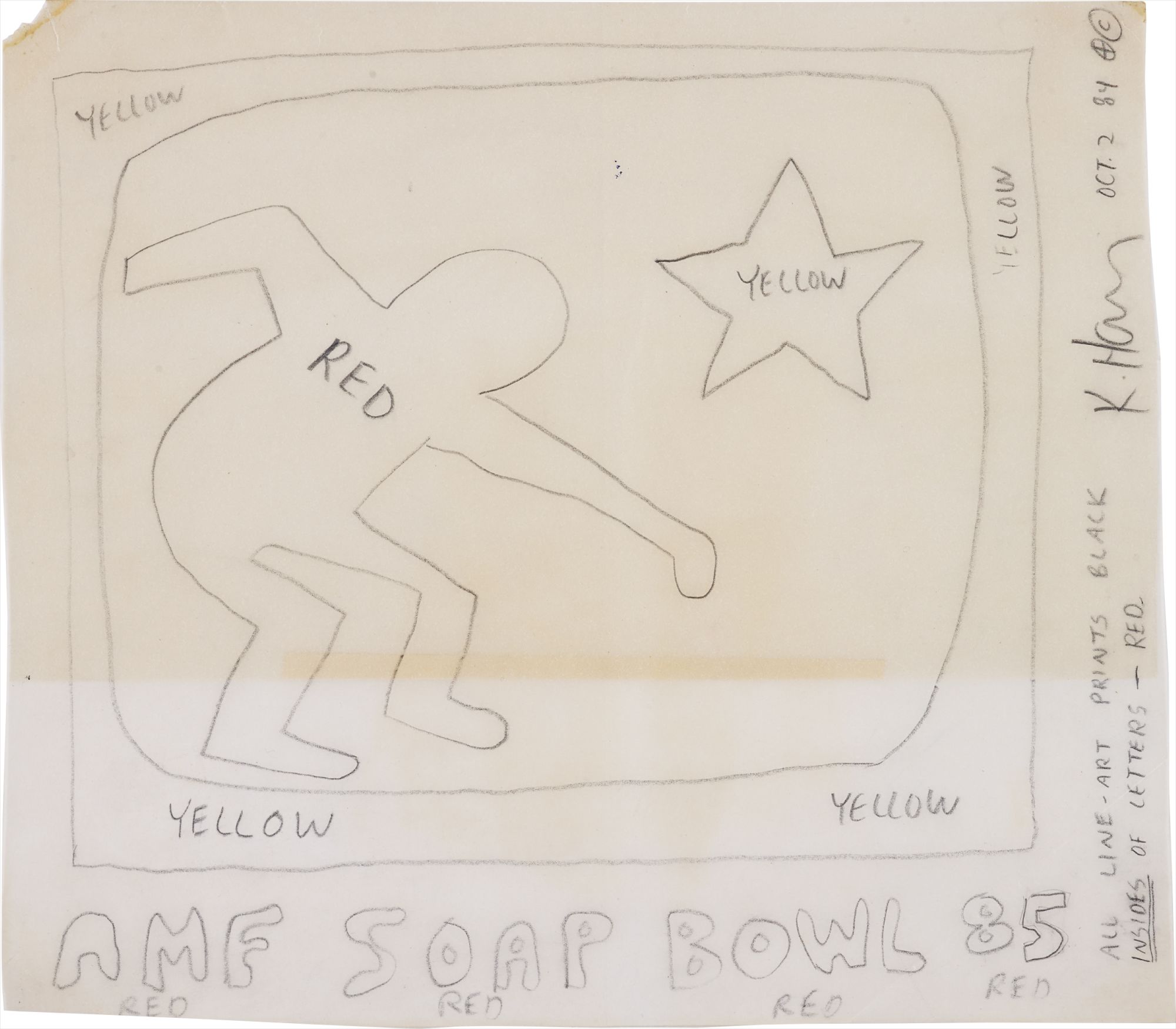 Keith Haring — graphite on tracing paper