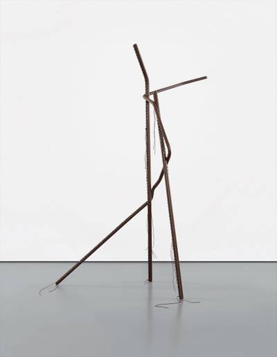 metal, epoxy paint and leather