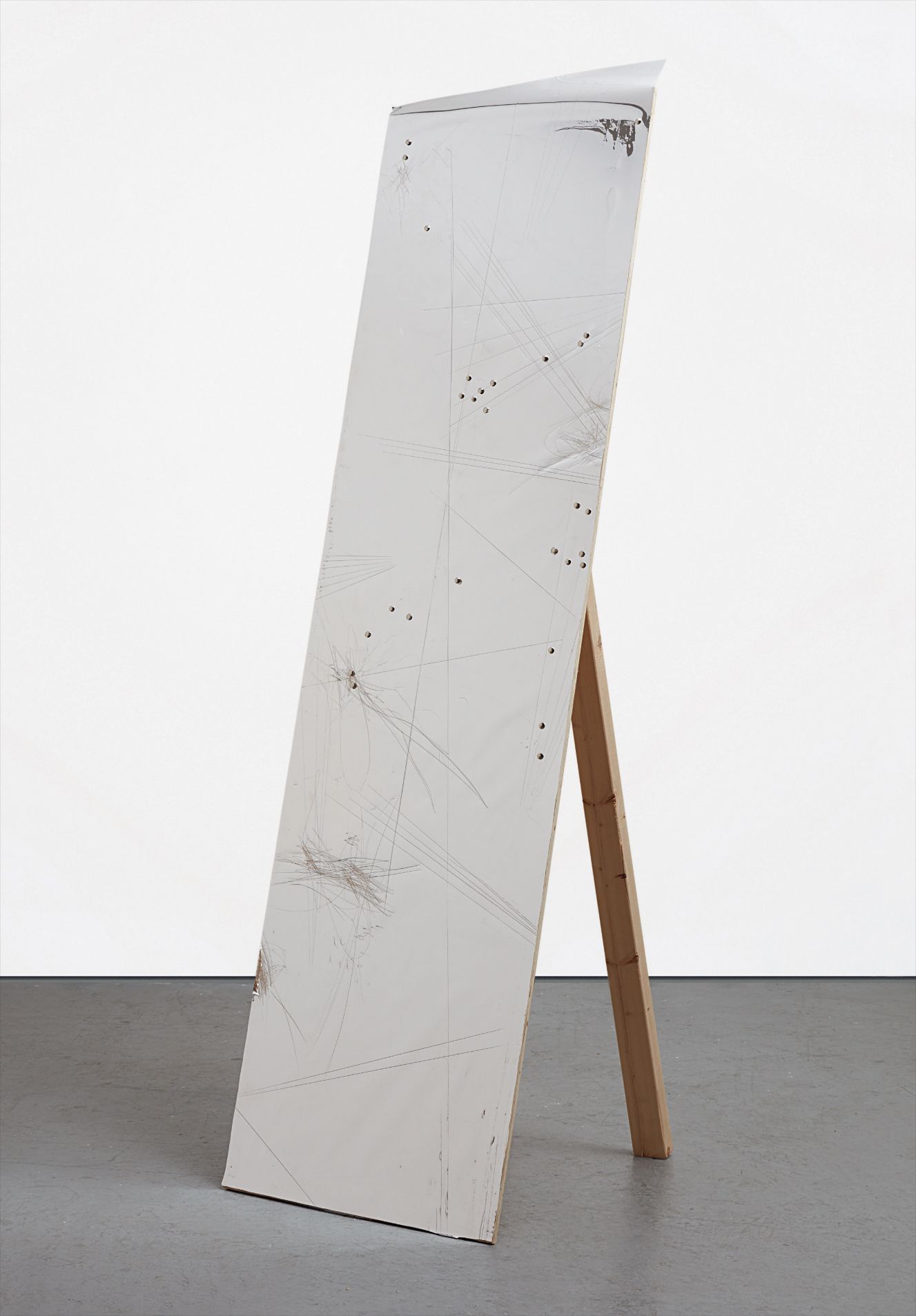 Jutta Koether — mylar, pushpins on wood