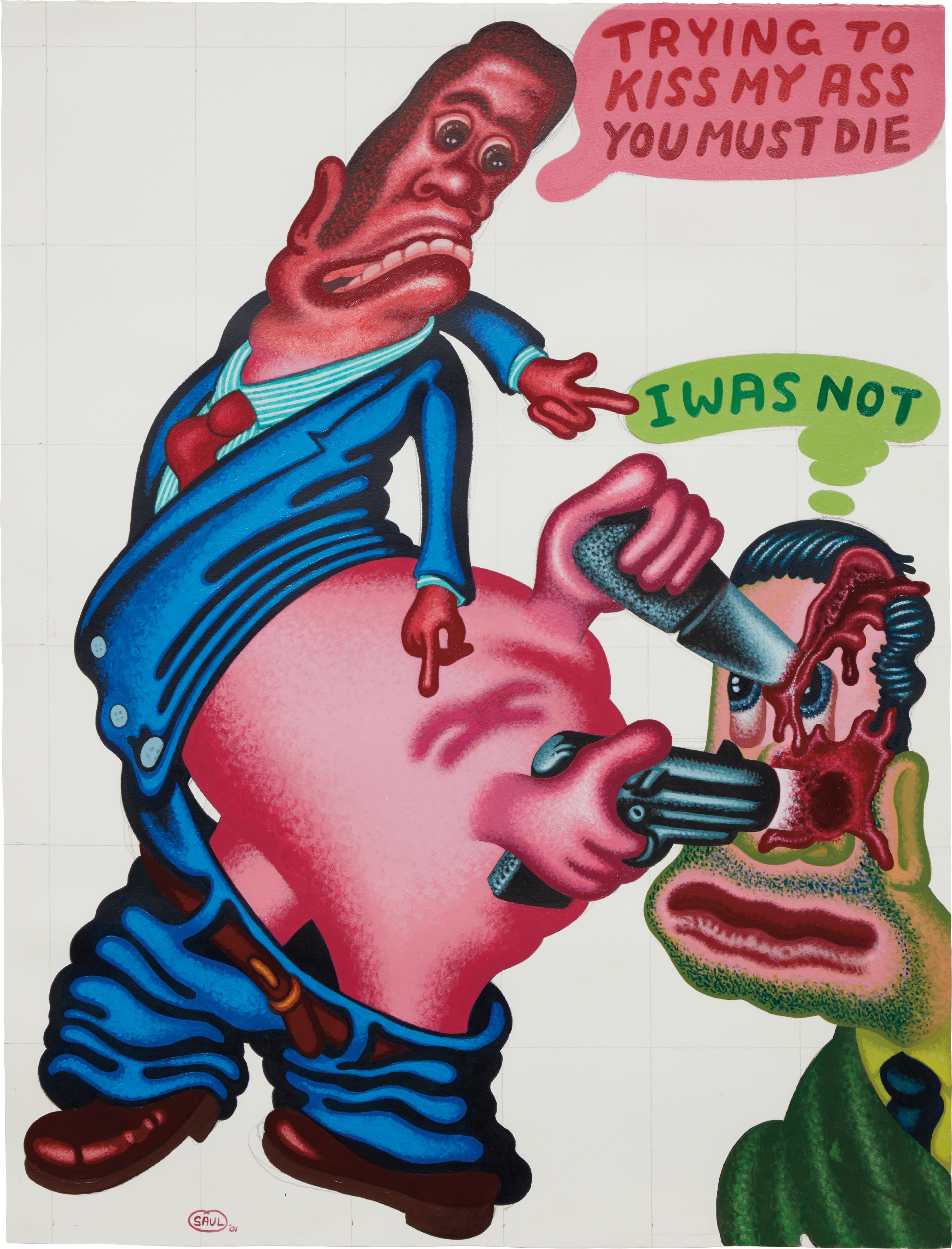 Peter Saul — Trying to Kiss My Ass, You Must Die