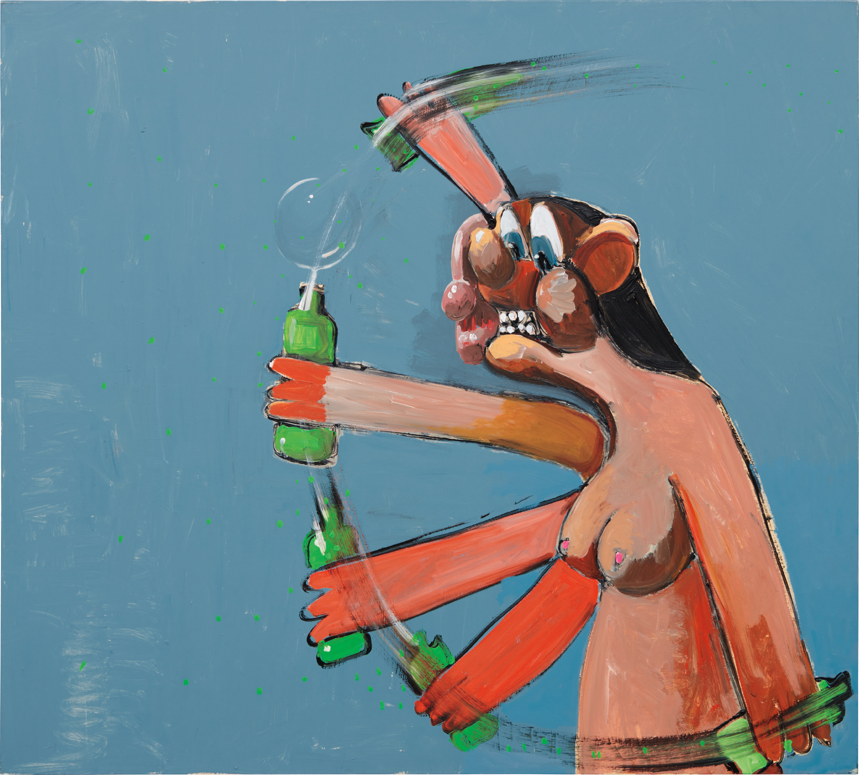 George Condo — Nude Homeless Drinker