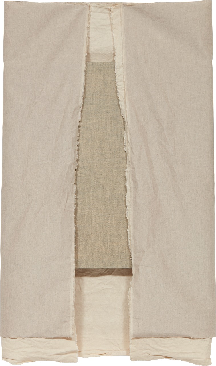 linen and canvas on primed linen support, in 3 parts