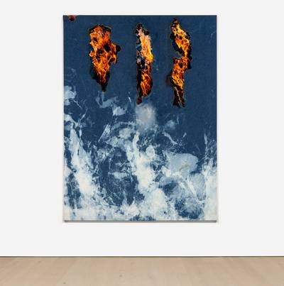 denim and inkjet on canvas