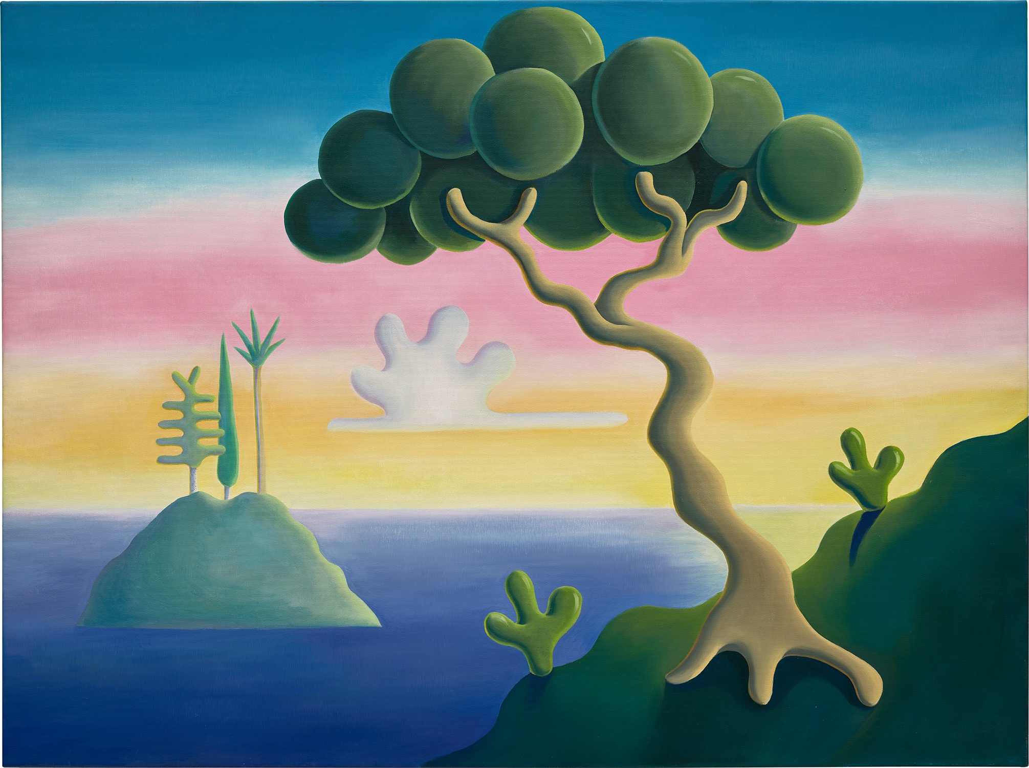 Three trees on an island