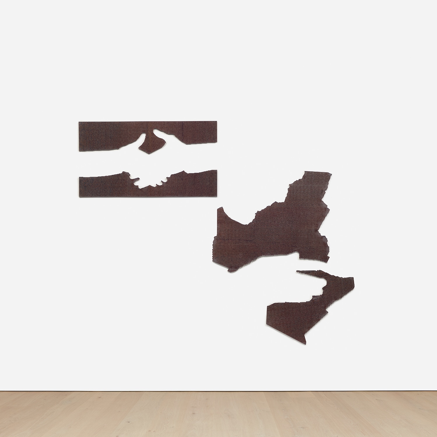 Seth Price — carmine birdseye maple and Plexiglas, in 4 parts