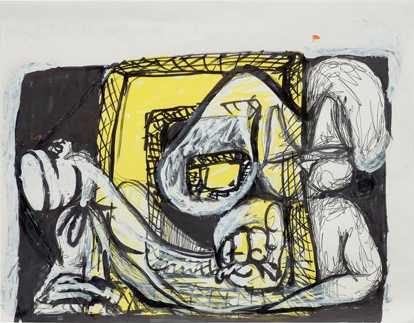 marker, crayon, pen and correction fluid on paper