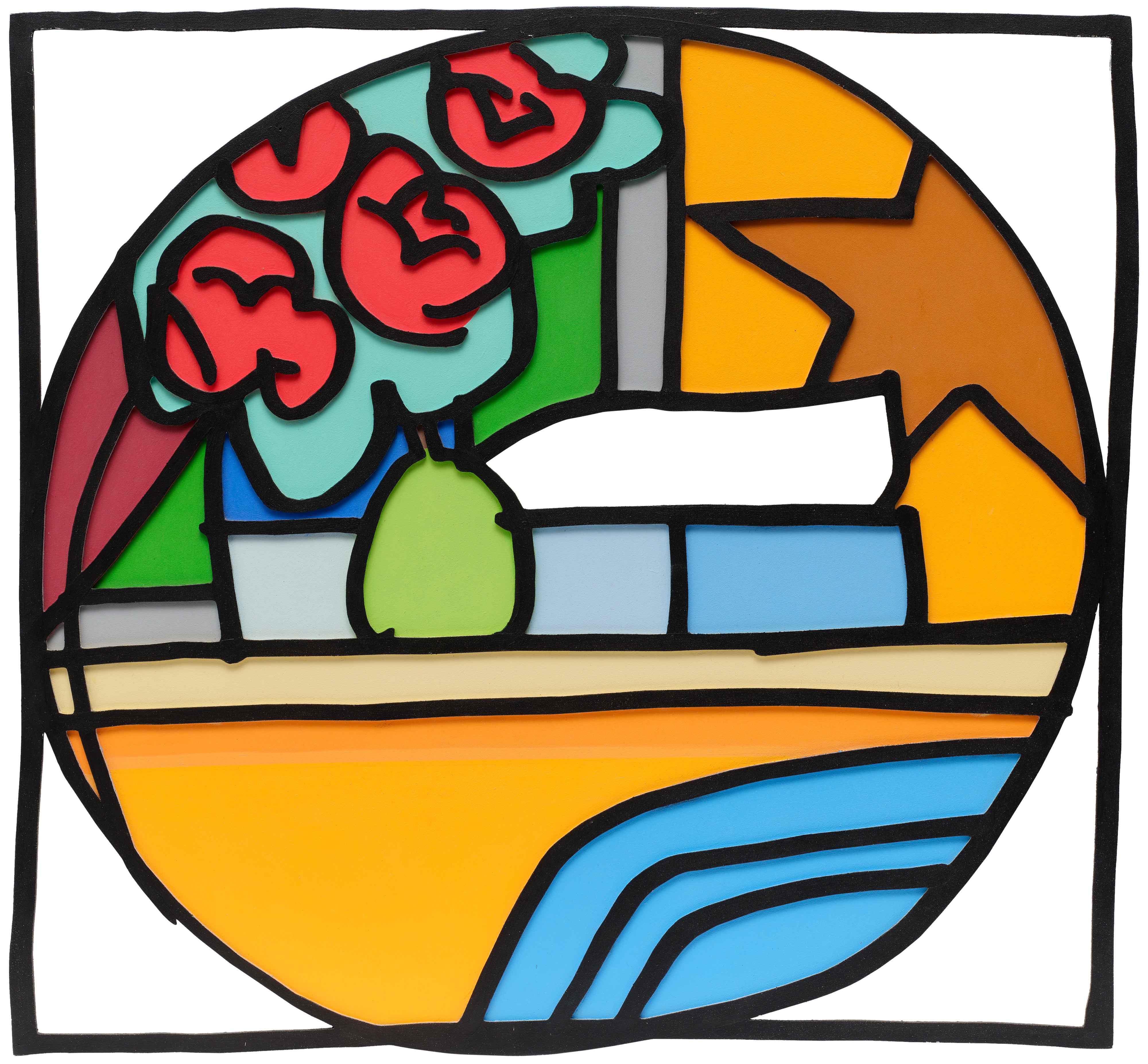 Tom Wesselmann — Still Life with Four Roses and Pear (Blue Pillow)