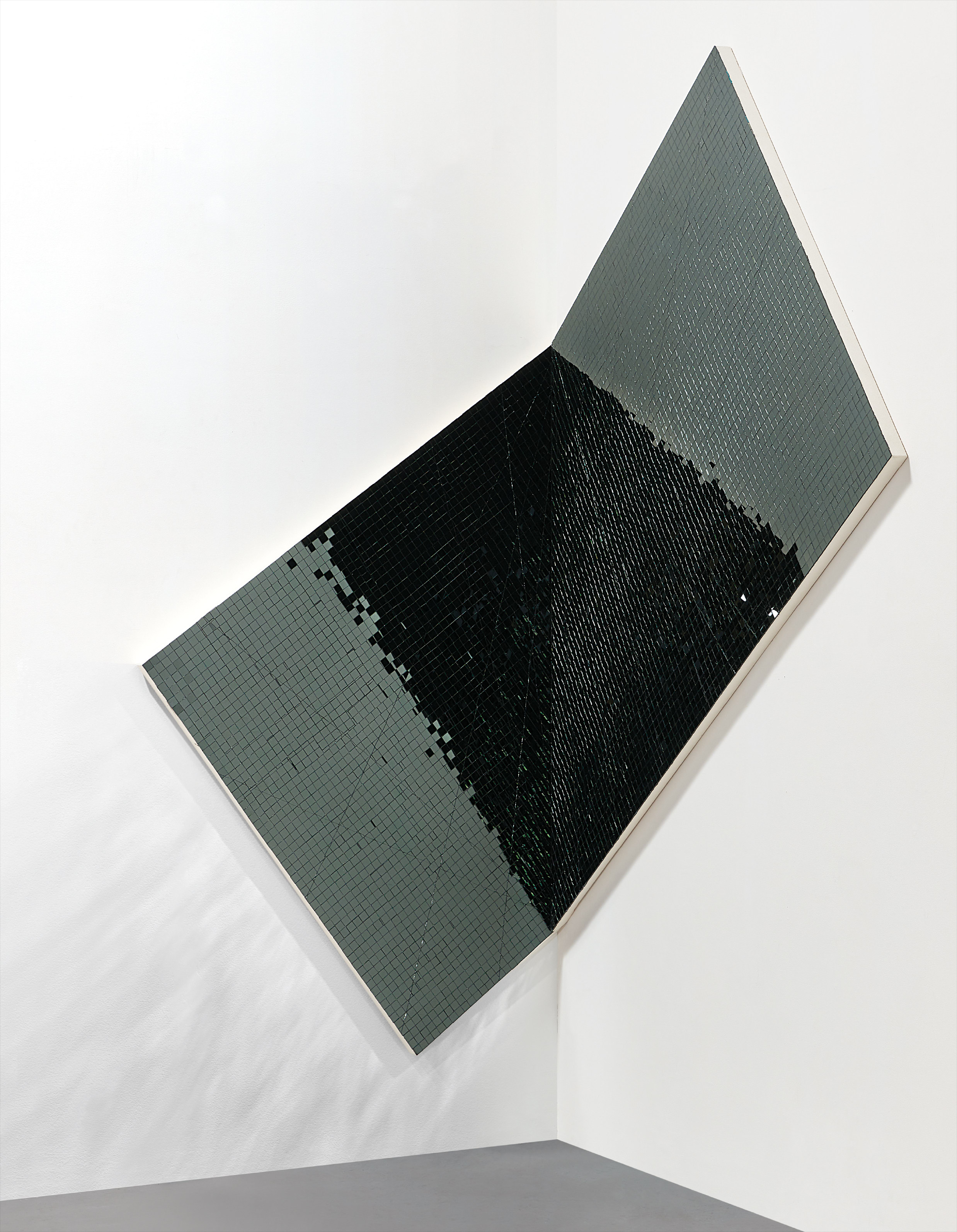 Jim Hodges — black mirror on canvas on board, in 2 parts