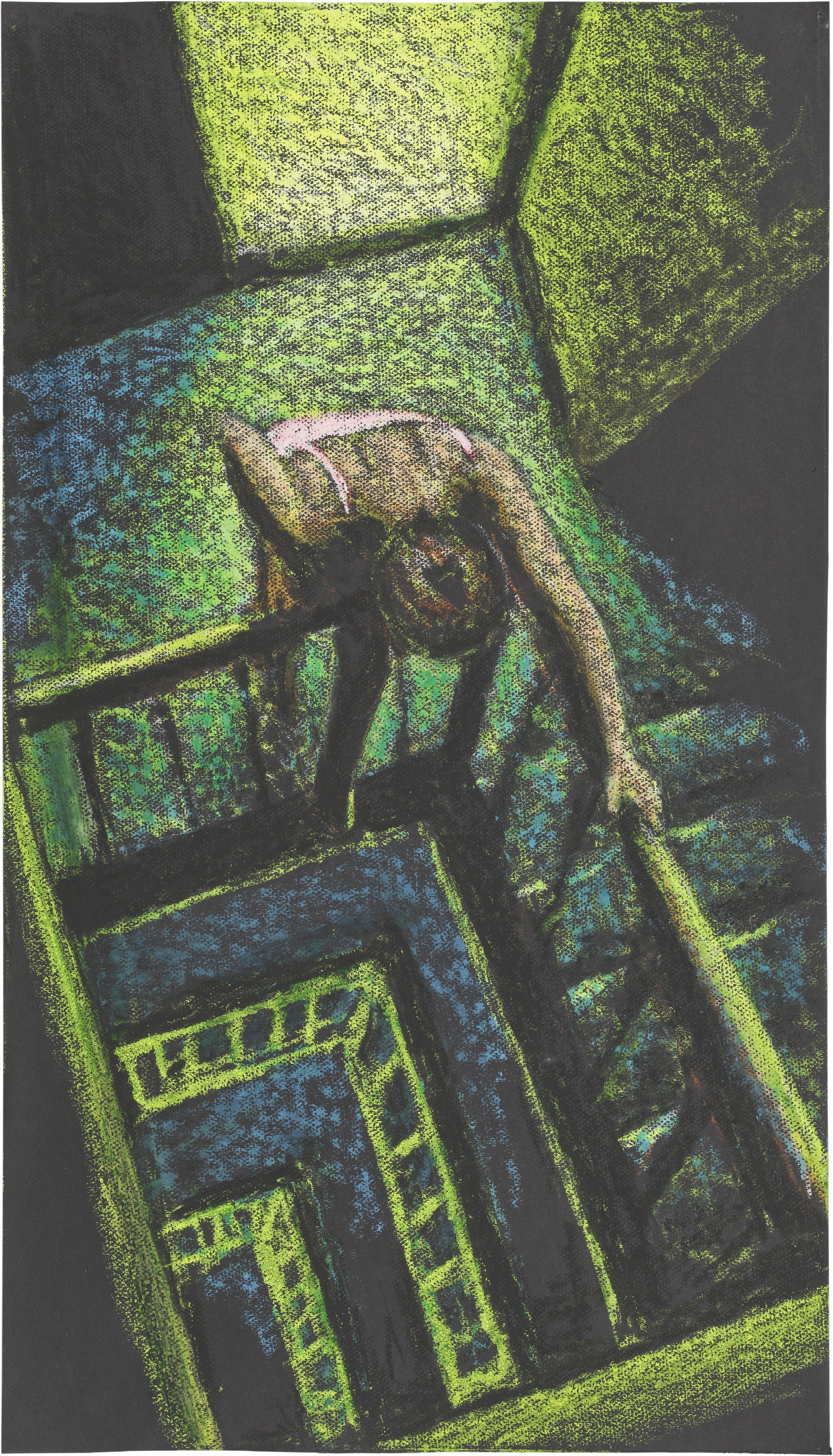 oilstick on black paper