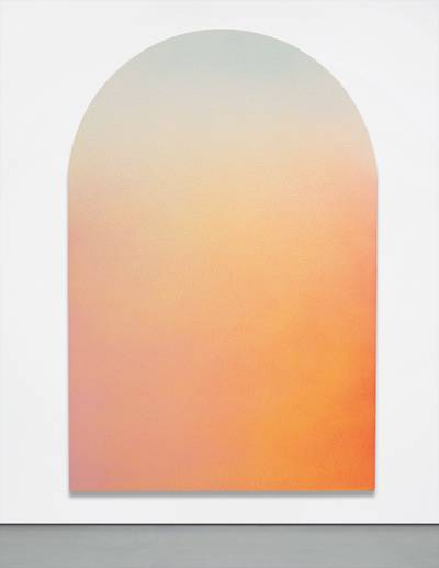 Alex Israel makes images, objects and experiences that balance an elevated, almost debased rush of visual pleasure with a scalpel-like intellectual sharpness. Like Los Angeles, the artist’s home and—in many ways his most fertile medium—his works find their depth in the seamlessness of their surface and the artifices that construct them and which they in turn deconstruct.  It is clear that the artist, one of the most important voices of his generation, is able to instrumentalize our star-filled and wide-eyed Hollywood dreams and collective memories within a specific lineage of post-war American painting and conceptual, intellectually driven art making.