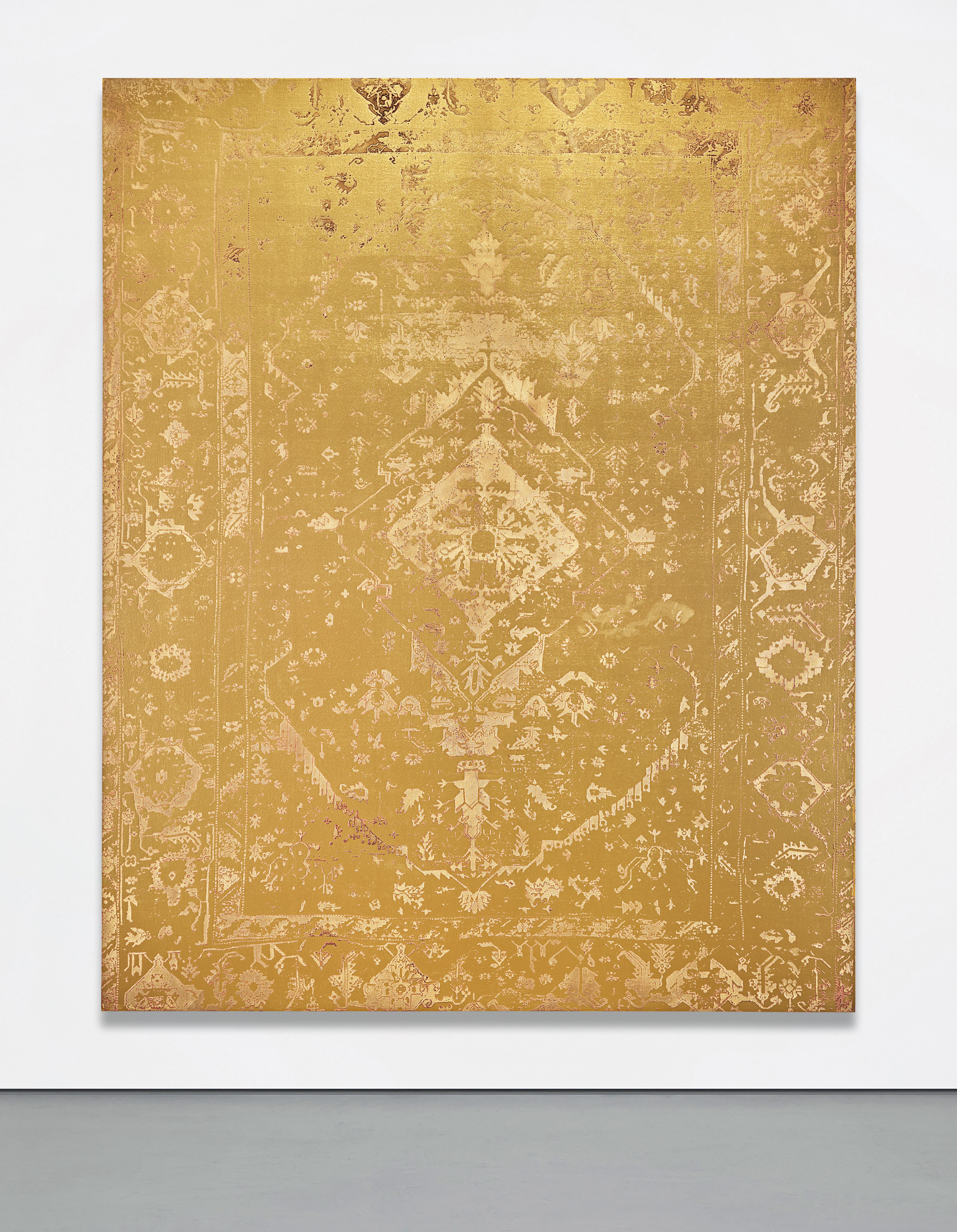 Rudolf Stingel — Rudolf Stingel has spent the past three decades exploring the boundaries of painting, pattern and design through his experimentation with surface and materiality. Rendered in opulent gold,