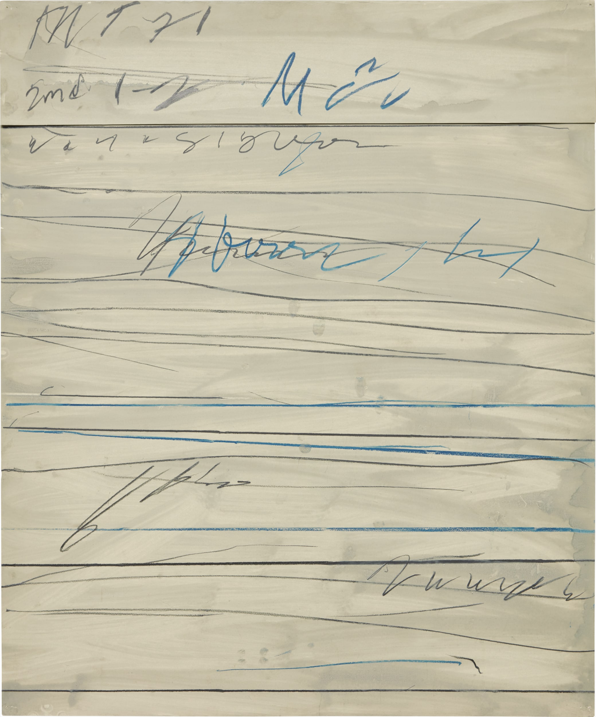 Cy Twombly — "The line is a visible action. The line, however supple, light, or uncertain it may be, always refers to a force, to a direction; it is an energon, a labor which reveals - which makes legible - the trace of its pulsion and its expenditure."