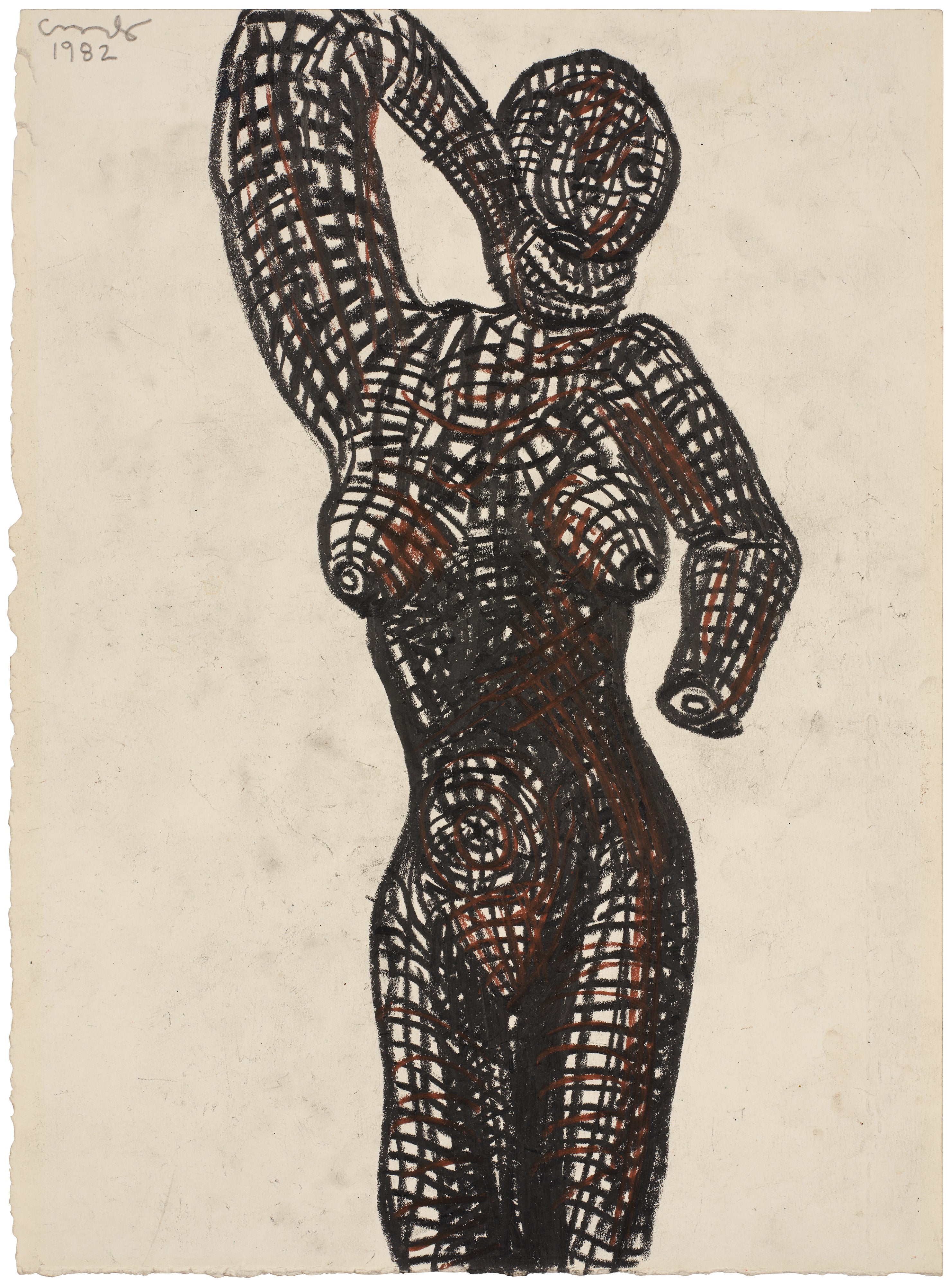 George Condo — oilstick on paper