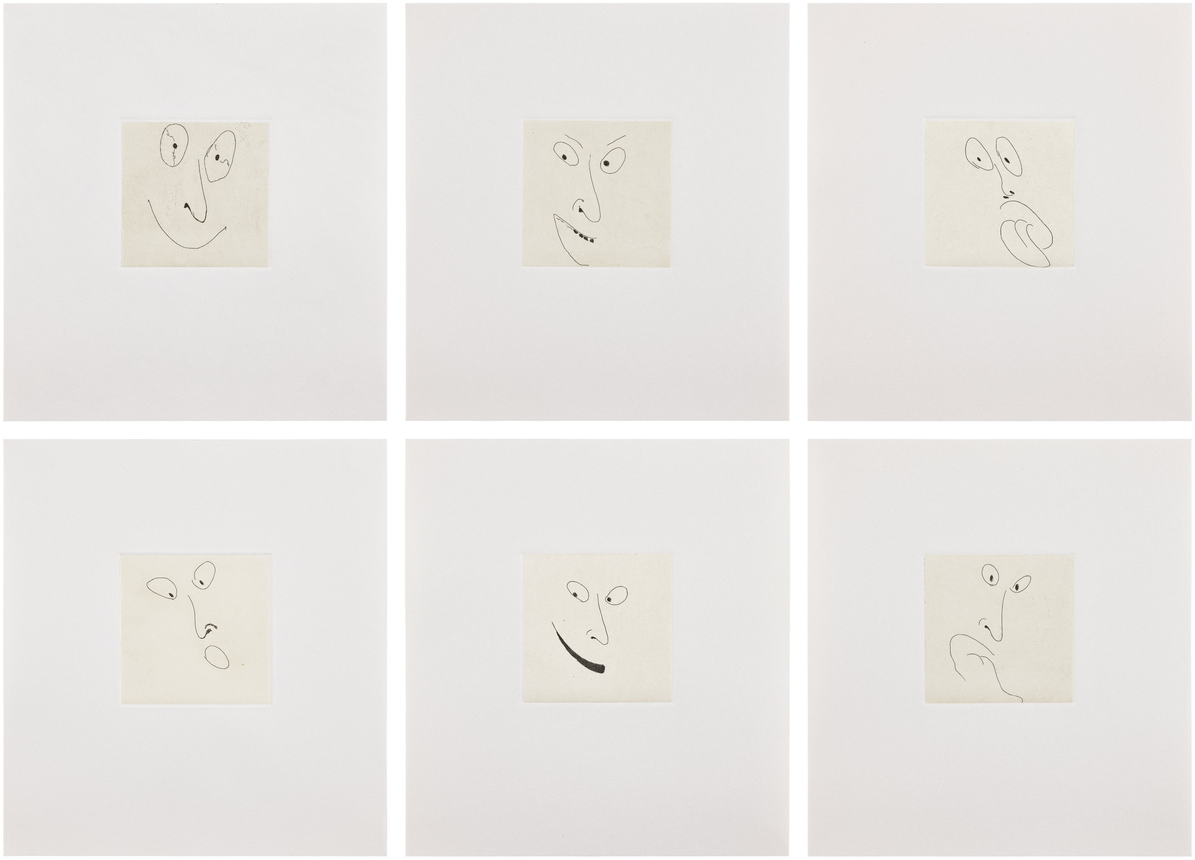 hard ground line etchings with Chine-collé, in 6 parts, in artist's chosen frames