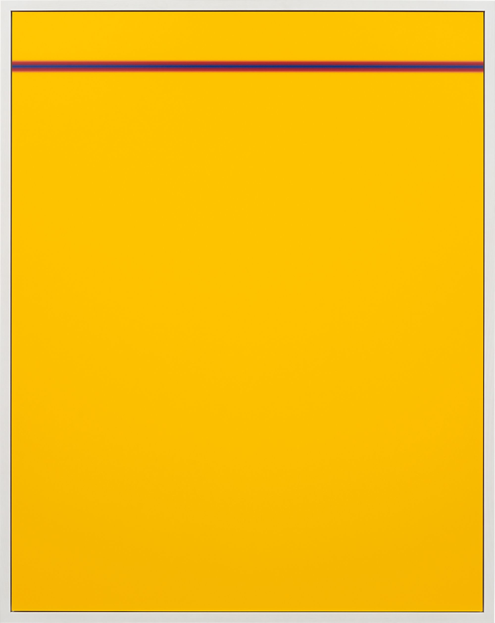 Cory Arcangel — Photoshop CS: 84 by 66 inches.  300DPI, RGB, square pixels, default gradient "Blue, Red, Yellow", mousedown y=2300x=8600, mouseup y=2600x=8600