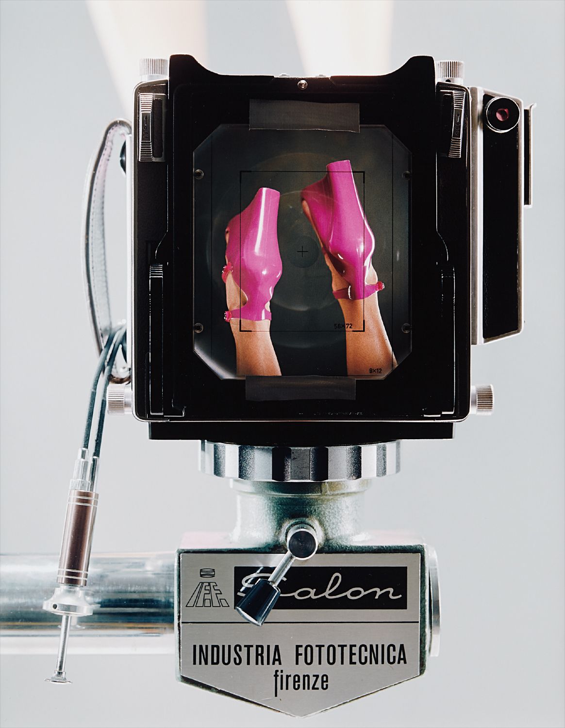 Christopher Williams — Linhof Technika V fabricated in Munich, Germany. Salon Studio Stand fabricated in Florence, Italy. Dual cable release. Prontor shutter. Symars lens 150mmm/f 5.6 Schneider kreuznach. Sinar fresnel lens placed with black tape on the ground glass. (Yellow) Dirk Sharper Studio, Berlin, June 19, 2007