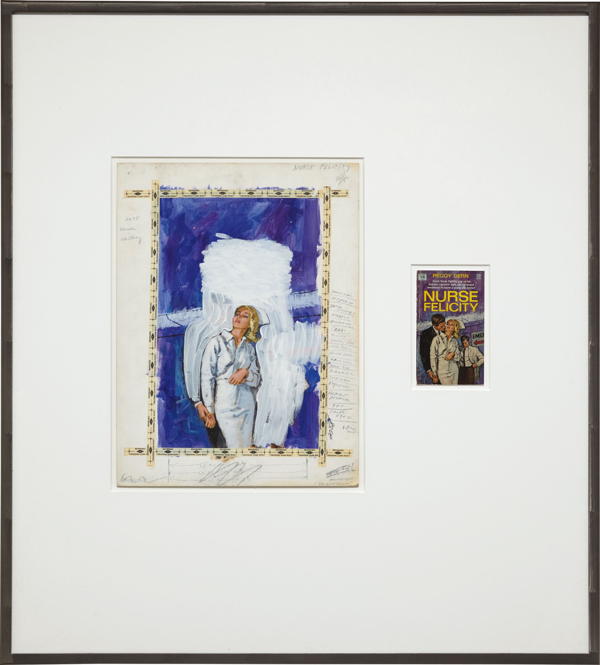 Richard Prince — original illustration with intervention and paperback book, in artist's frame