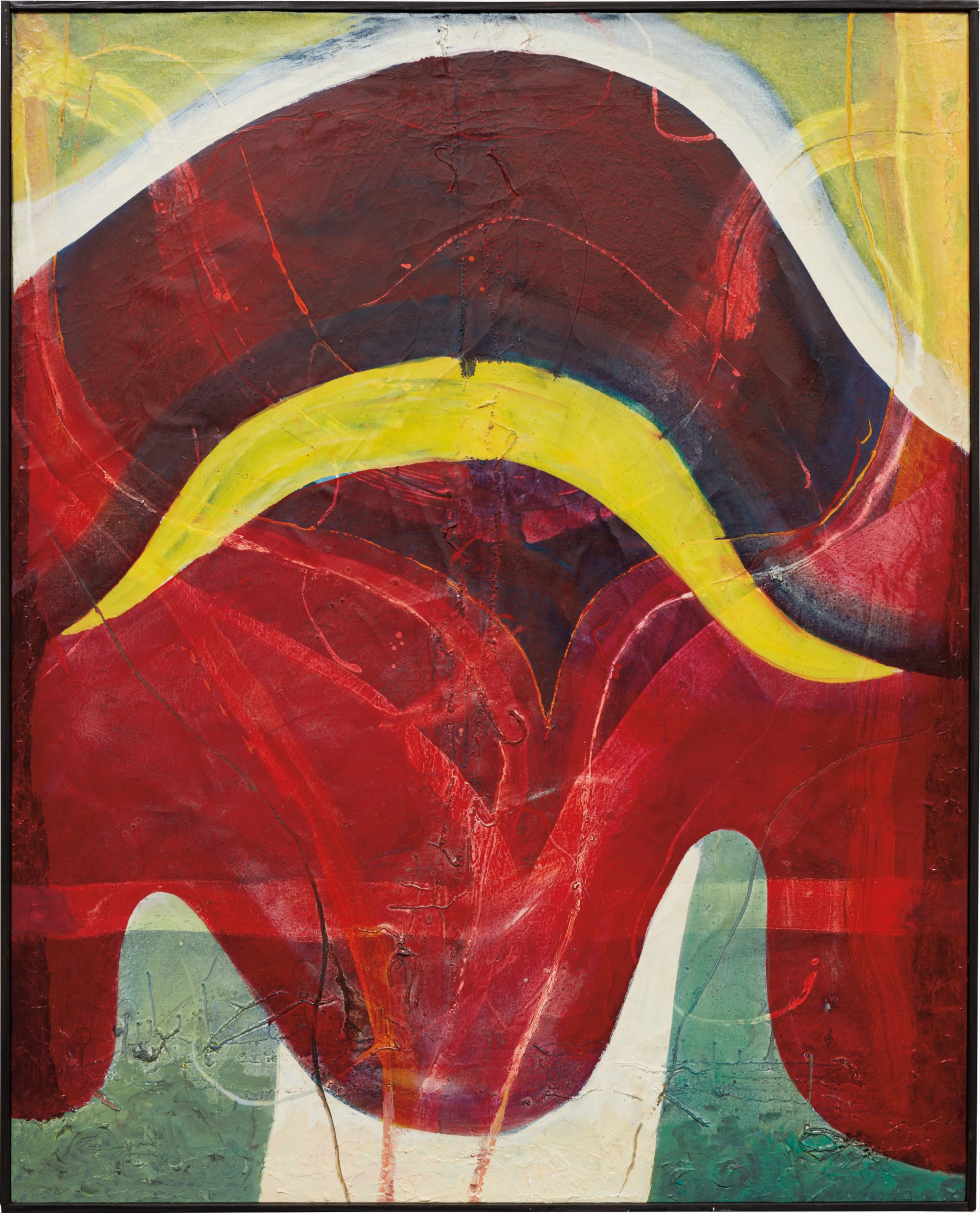 Tsuyoshi Maekawa — Japanese artist Tsuyoshi Maekawa joined the influential Gutai group in 1962, after years of mentorship from the group’s renowned founder Jiro Yoshihara. As a second generation Gutai follower, Maekawa continued the artistic pursuit of originality, relying creatively on the group’s manifesto which declares to “Do something no one else has ever done before!” Though devoid of a performative quality, the present lot,